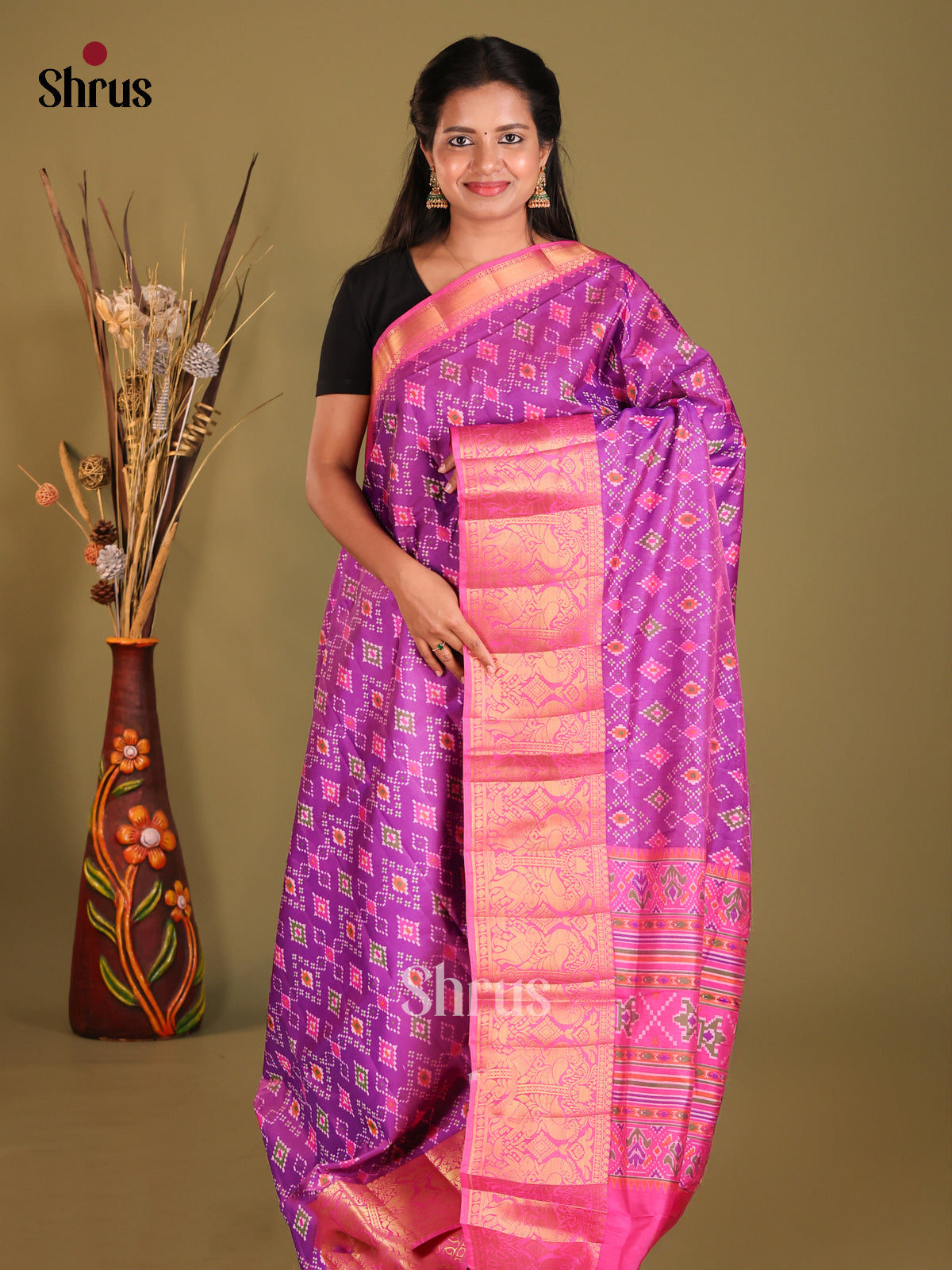 Purple & Pink - Semi Patola Saree