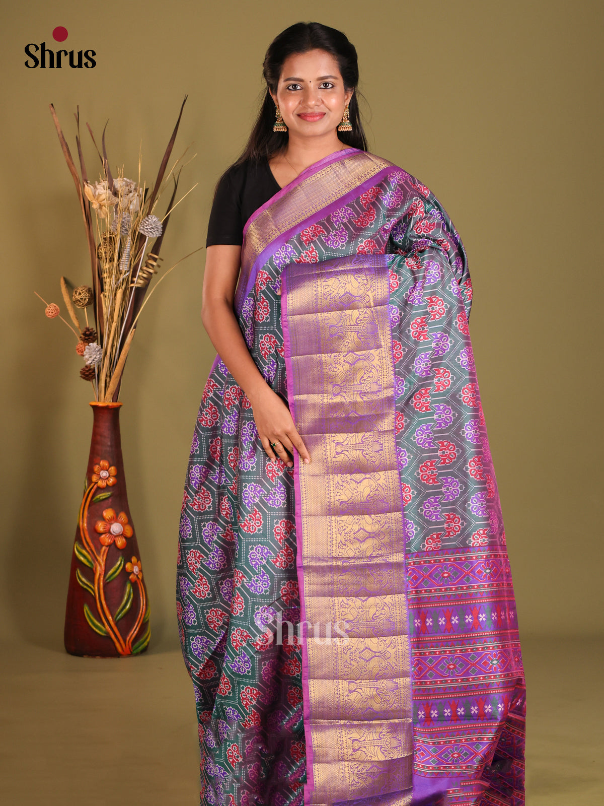 Blue & Purple- Semi Patola Saree