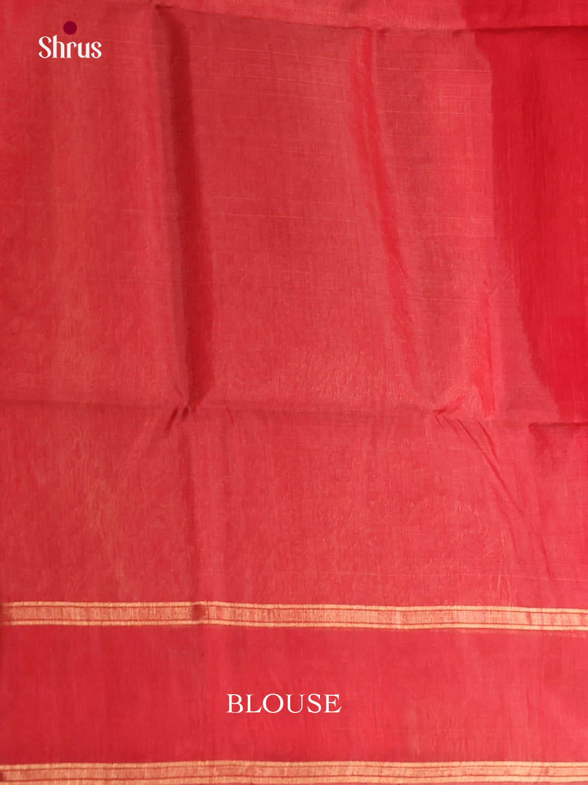 Red single tone Silk Cotton Saree with zari stripes, floral buttas - Shop on Shrus.com