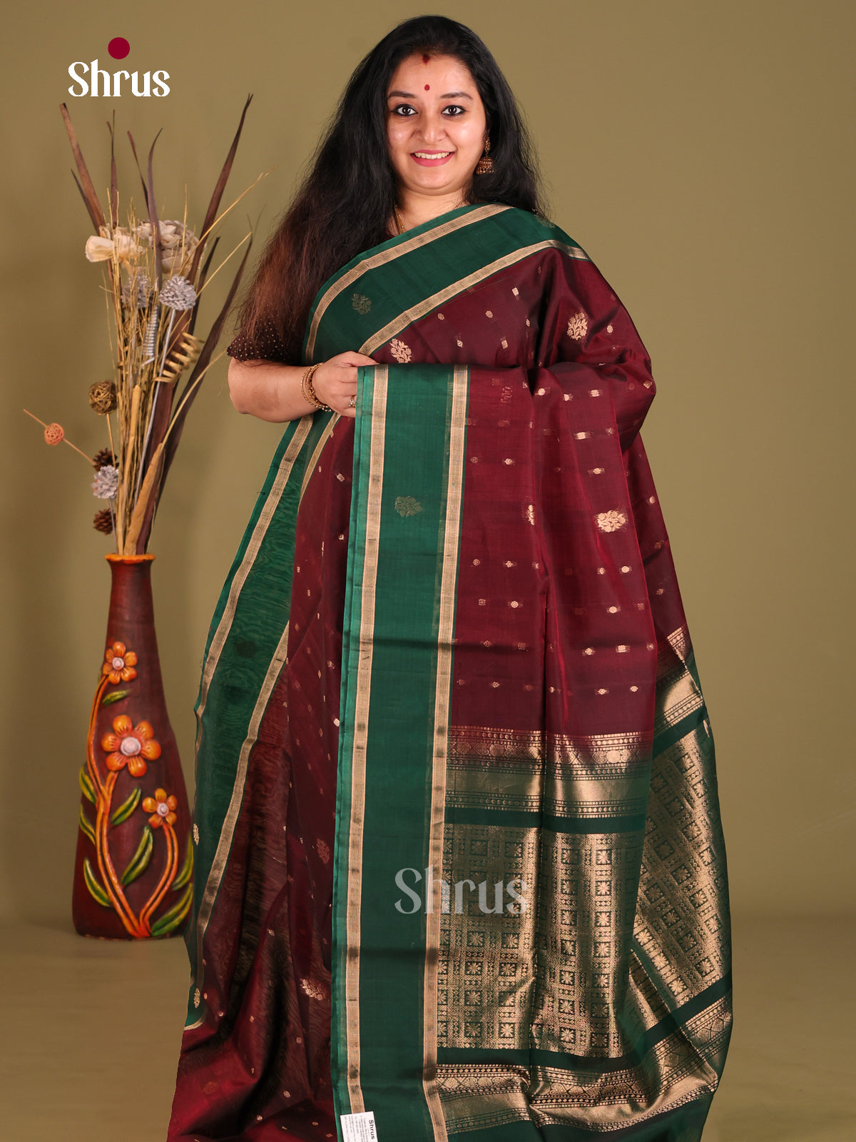 DGS18018 - Silk Cotton Saree - Shop on Shrus.com