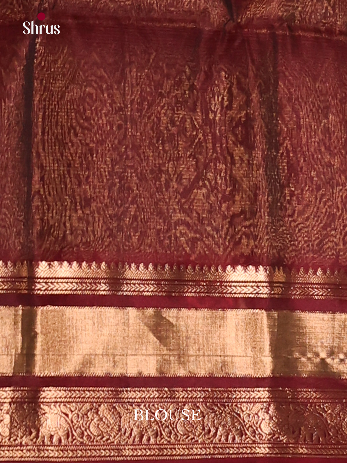 Green & Maroon Silk Cotton Saree gleams with gold zari peacock buttas - Shop on Shrus.com