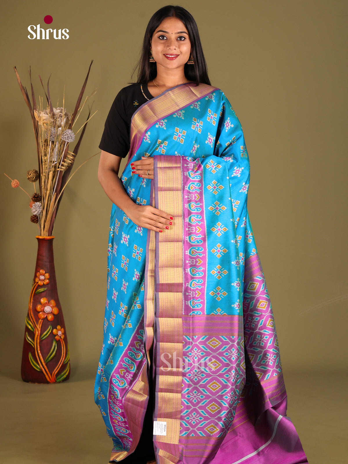 Blue & Purple - Semi Patola Saree