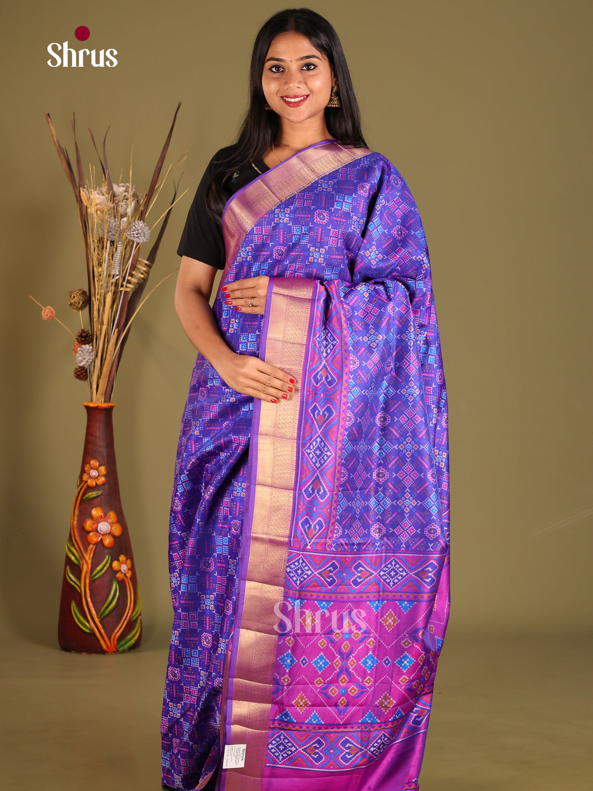 Blue & Purple- Semi Patola Saree