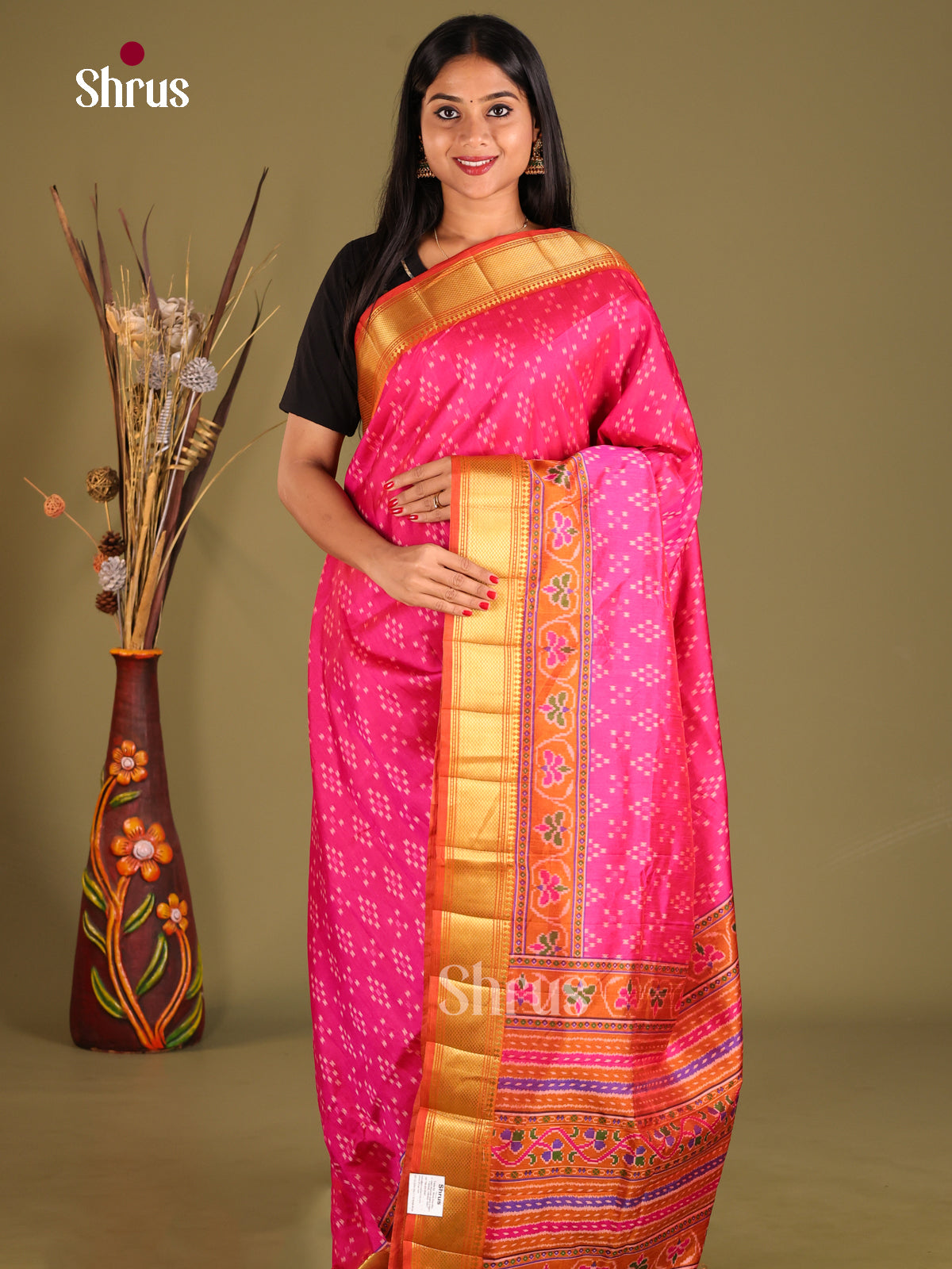 Pink & Orange - Semi Patola Saree