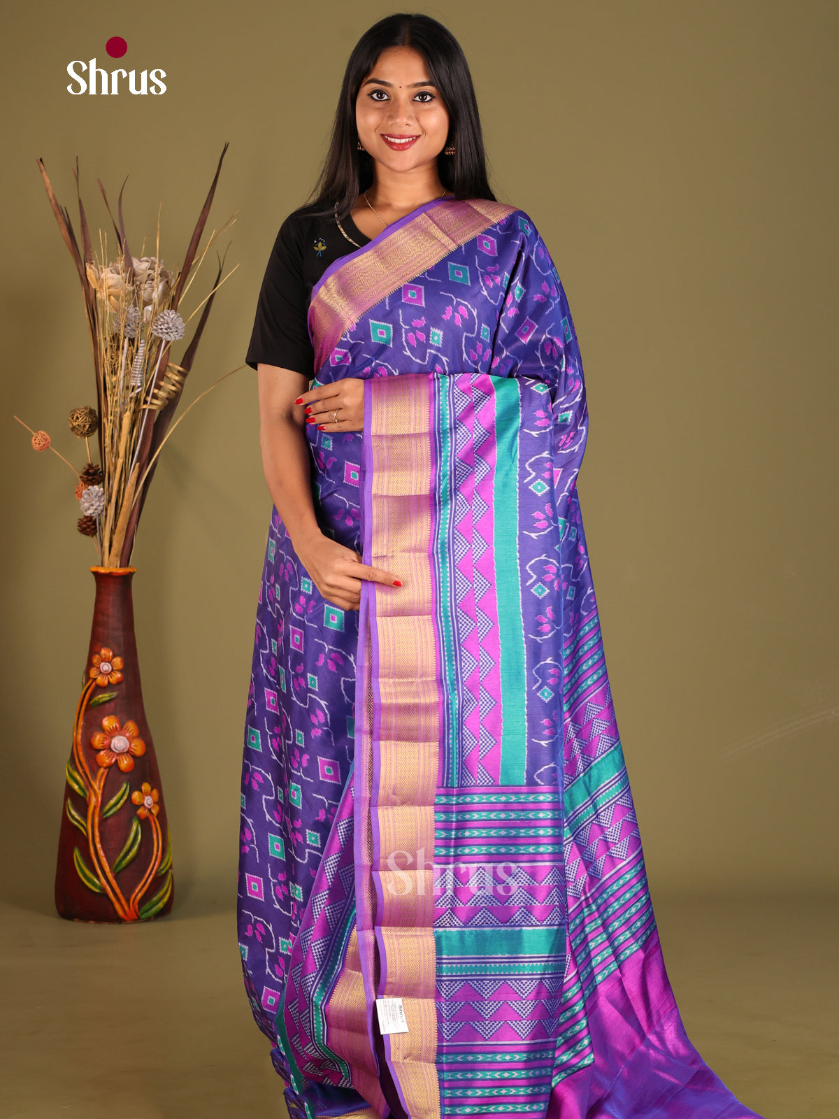 Blue & Purple - Semi Patola Saree