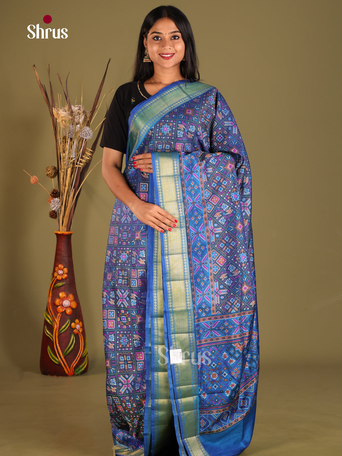 Blue - Semi Patola Saree