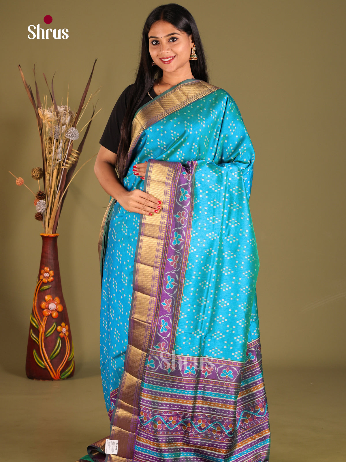 Blue & Purple- Semi Patola Saree
