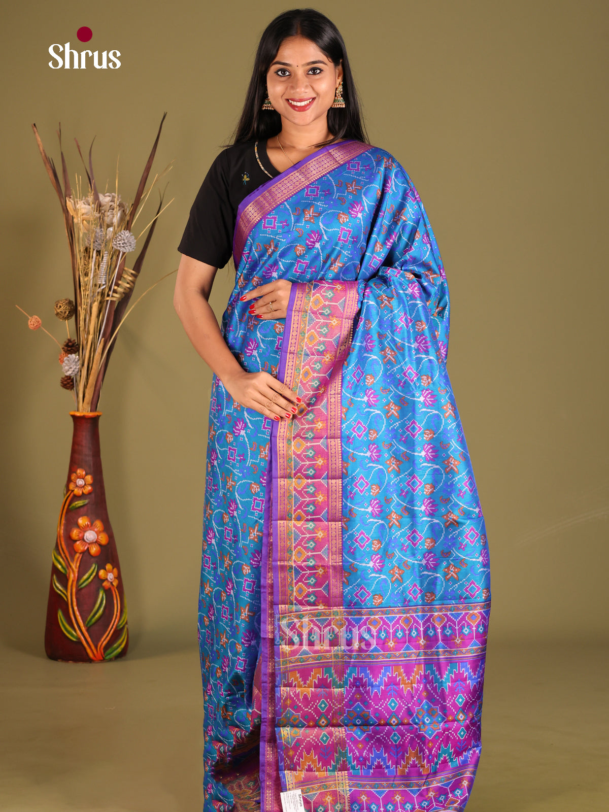 Blue & Purple - Semi Patola Saree