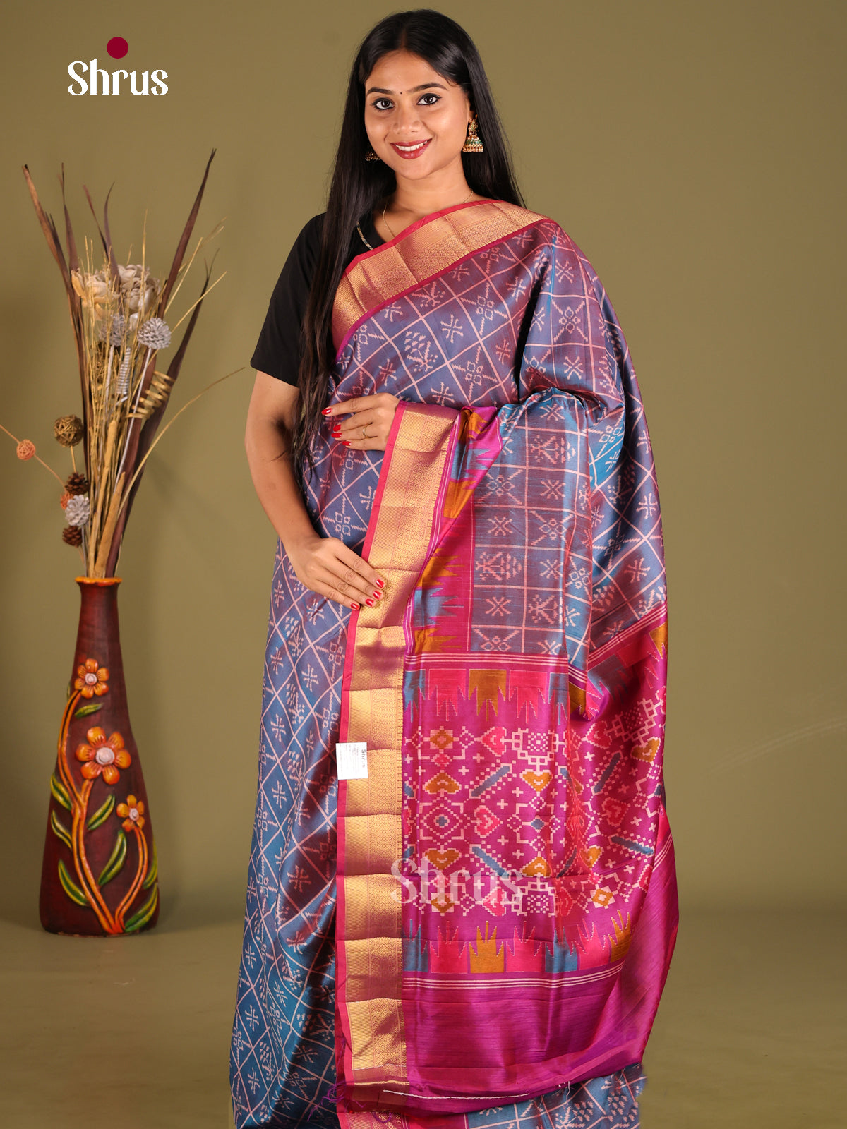 Blue & Purple- Semi Patola Saree