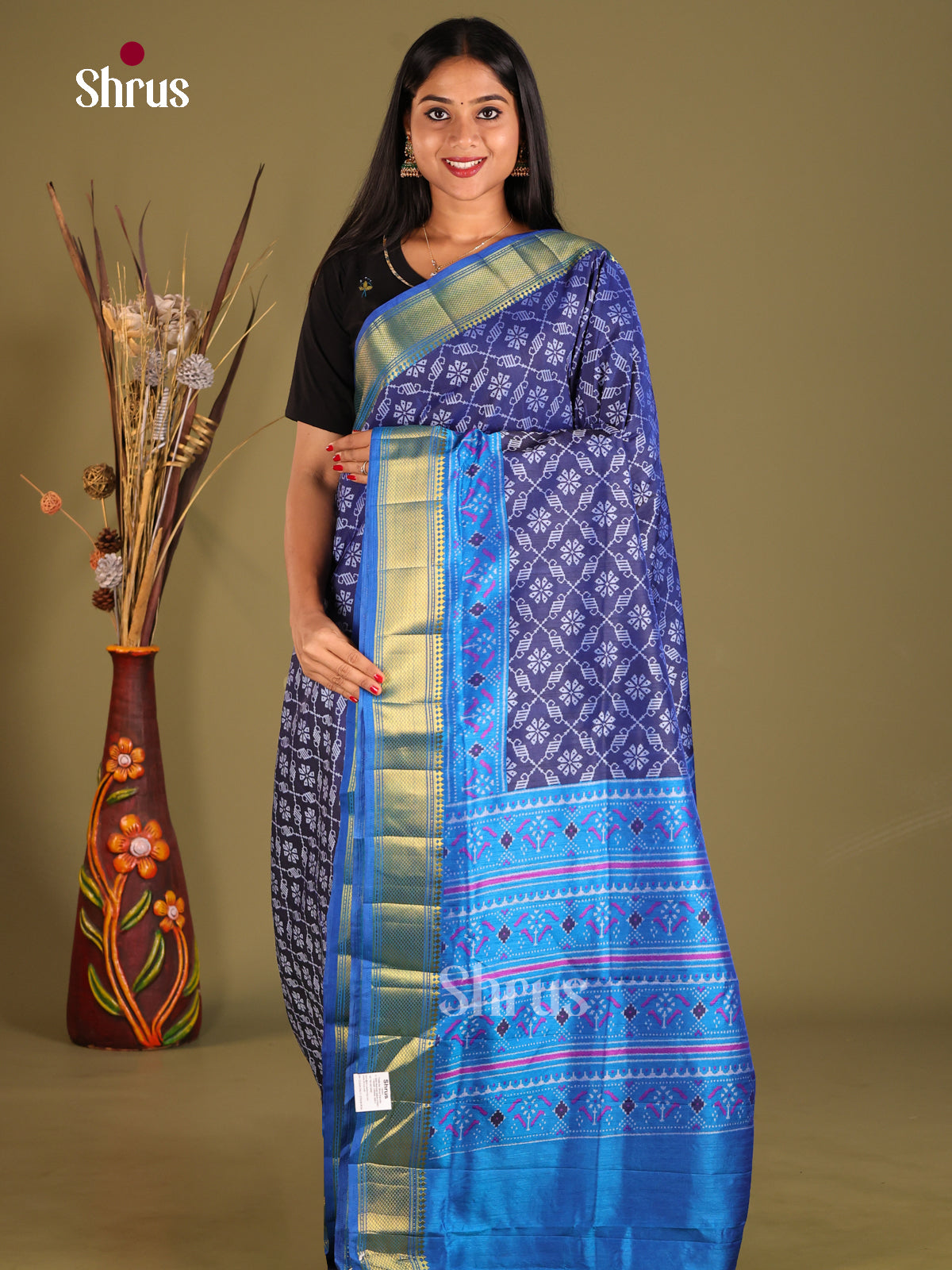 Blue & Teal - Semi Patola Saree