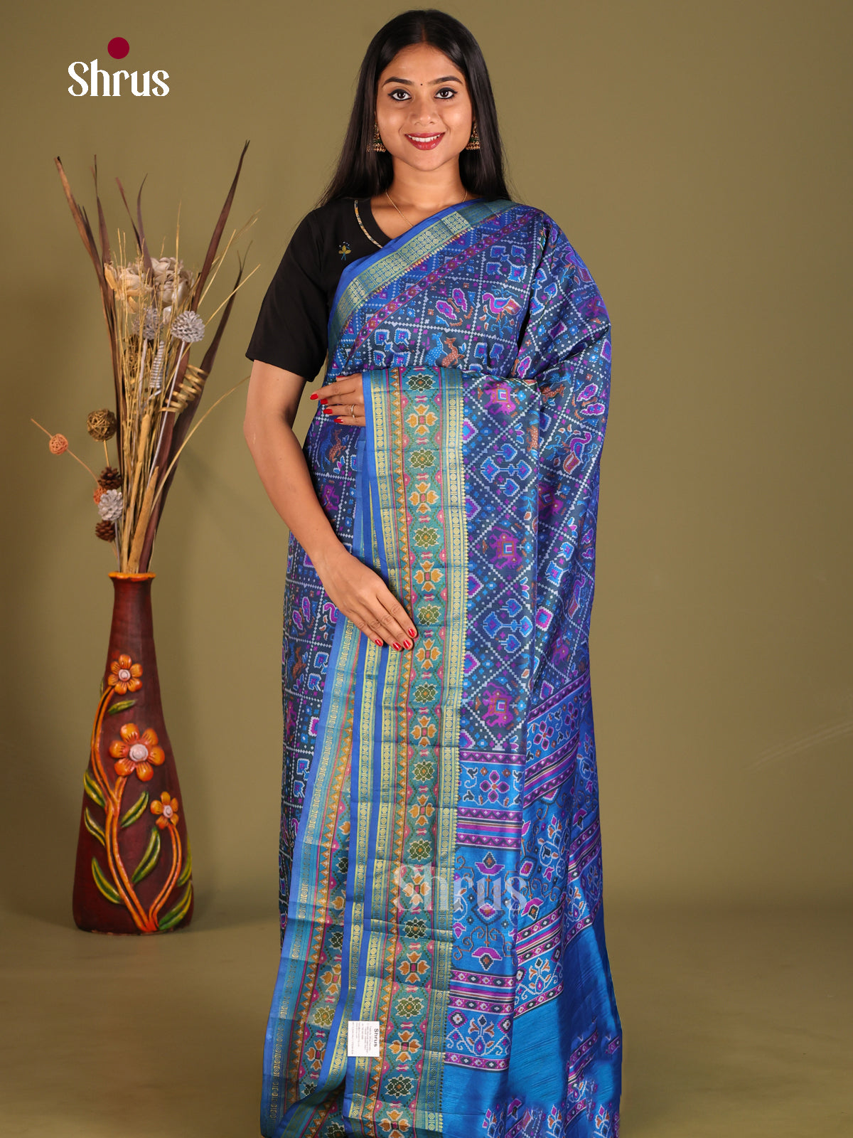 Blue - Semi Patola Saree