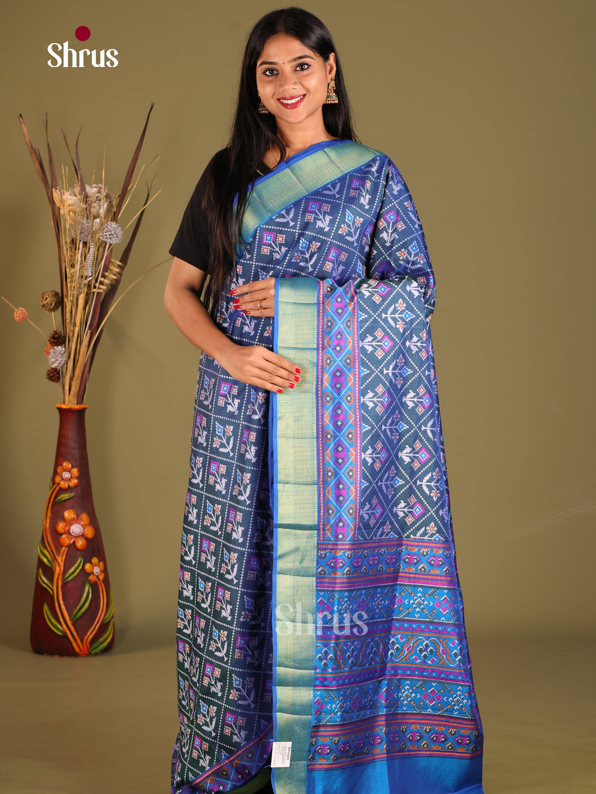 Blue - Semi Patola Saree