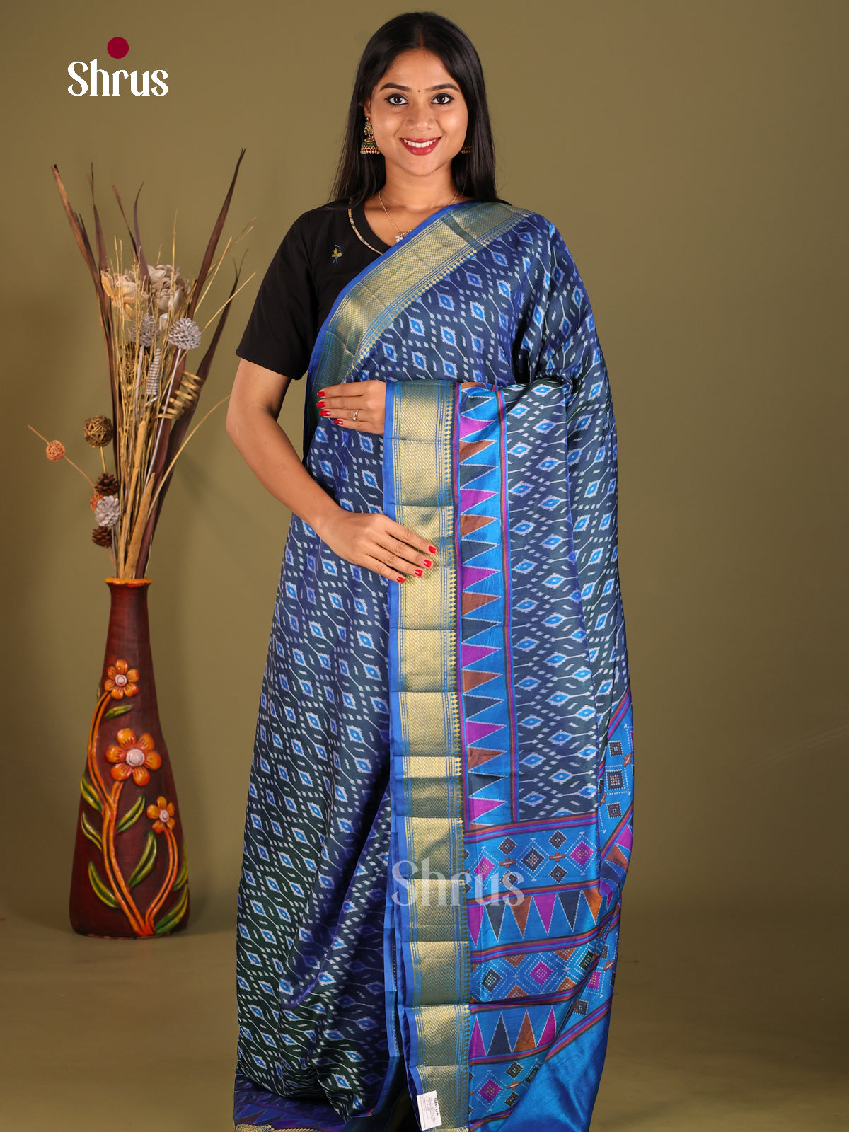 Blue - Semi Patola Saree