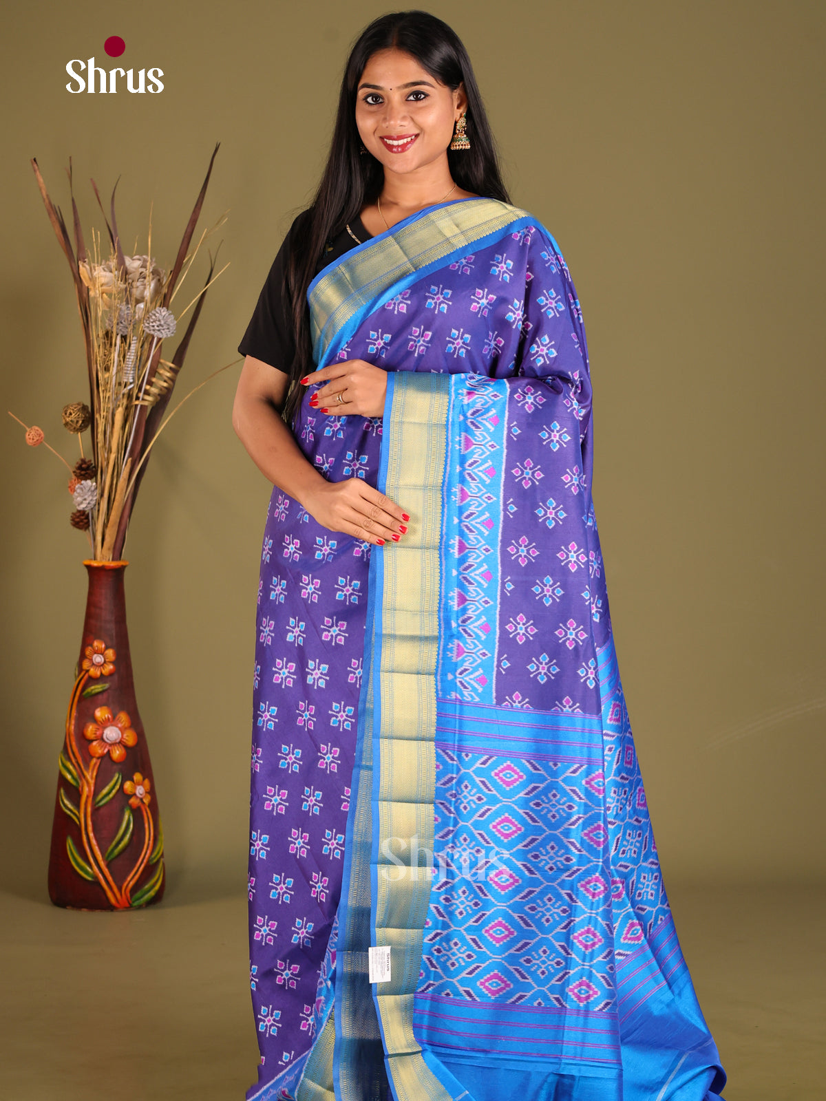 Blue - Semi Patola Saree