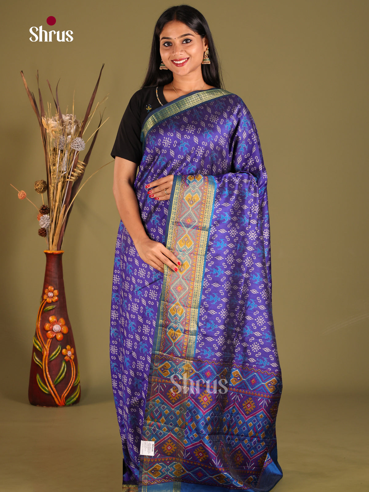 Blue - Semi Patola Saree