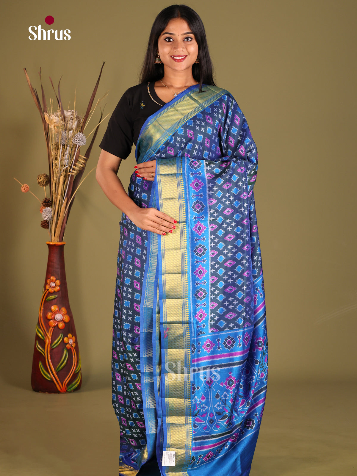 Blue- Semi Patola Saree