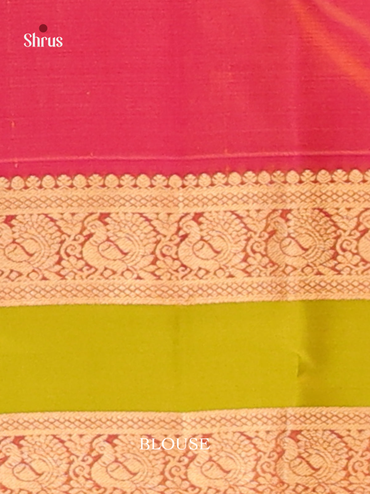 Yellow & Red Kanchipuram silk   Saree with contrast Rettaipet zari border-3