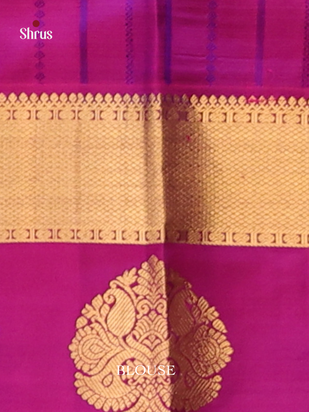 Blue & Purple Kanchipuram silk Saree with rich zari brocade pallu-3