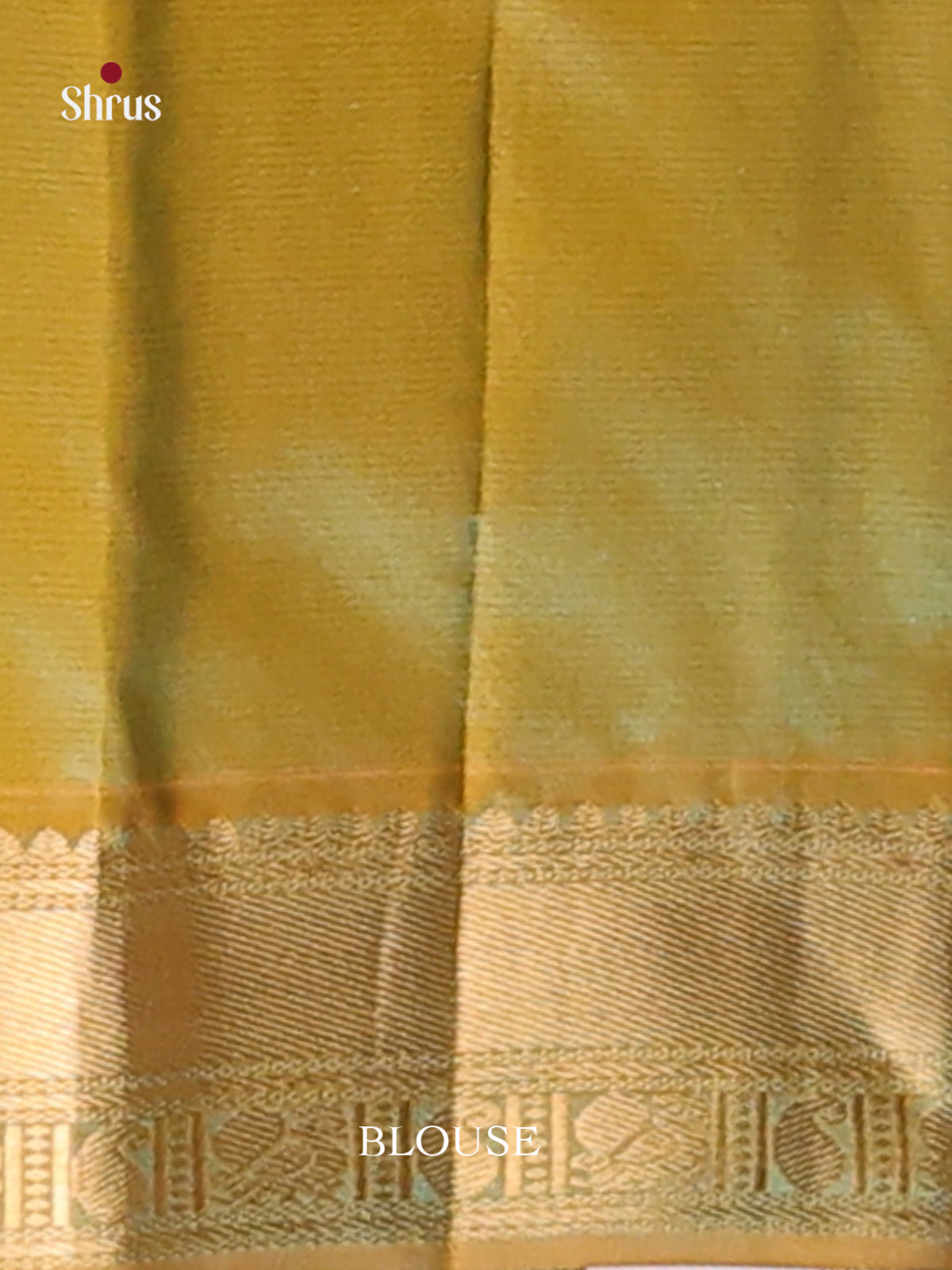 Teal & Mustardy Green Kanchipuram silk  Saree with zari buttas-3