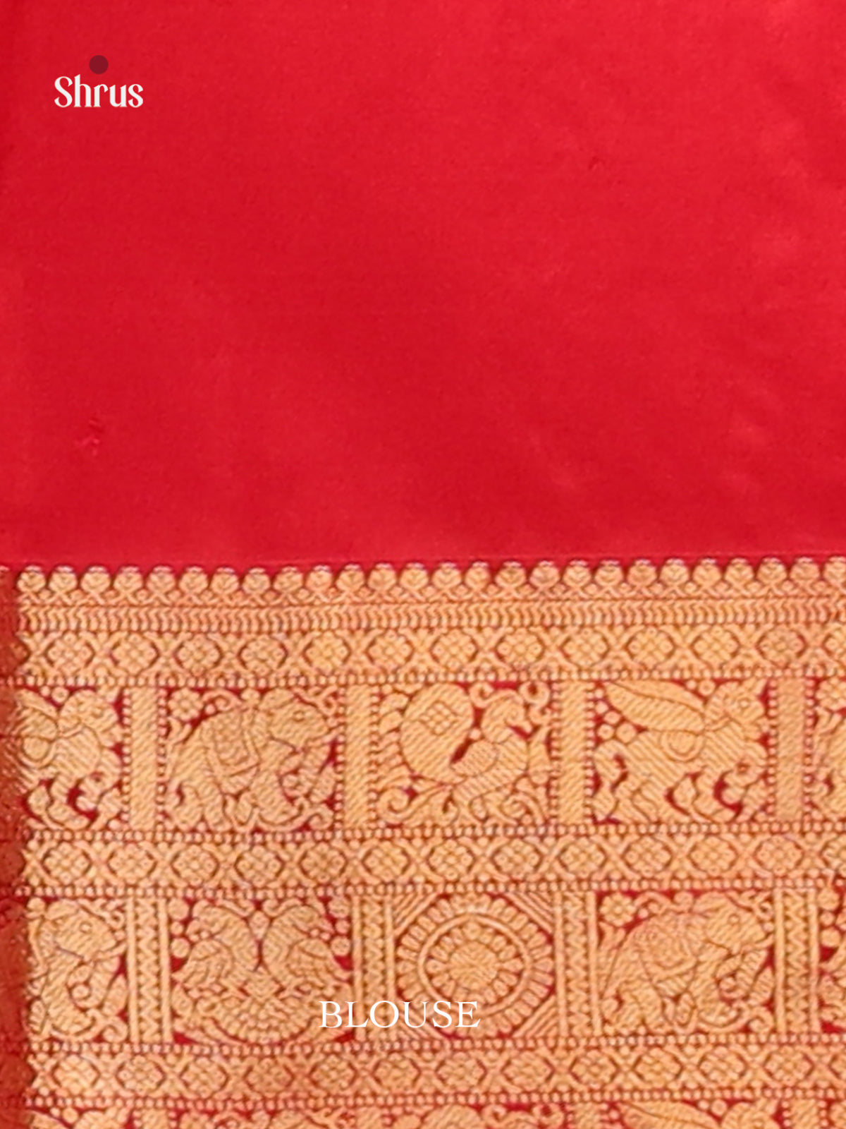 Mustard & Red Kanchipuram silk Saree with rich contrast zari border-3