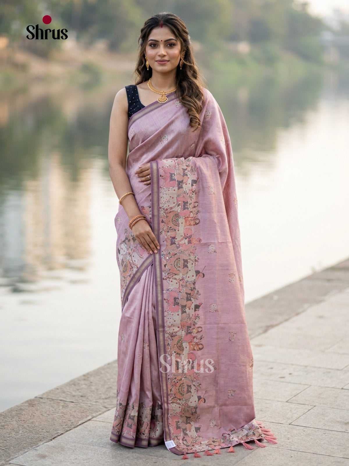 Lavender - Semi Chanderi Saree