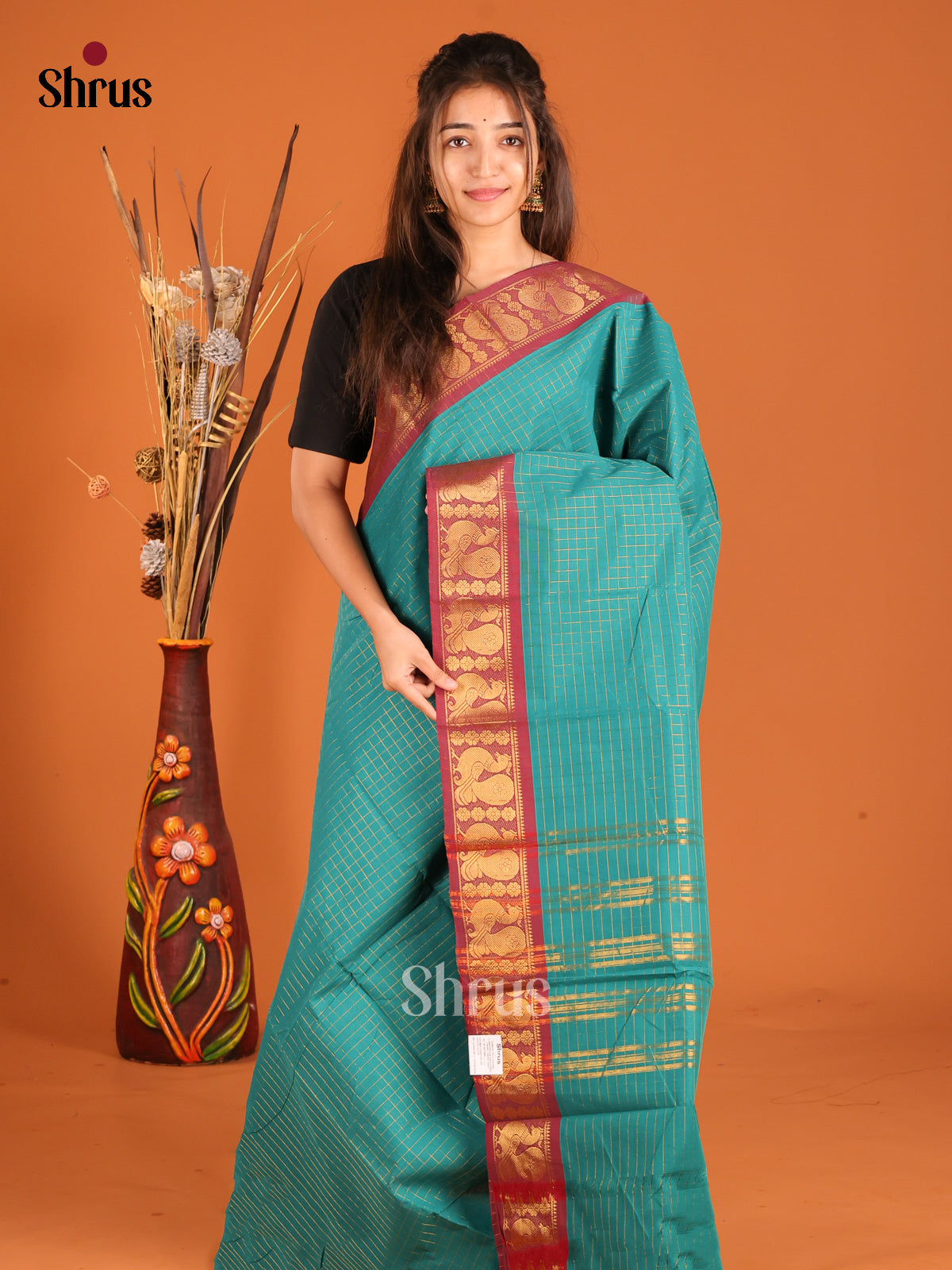 Blue & Maroon- Chettinad Cotton Saree