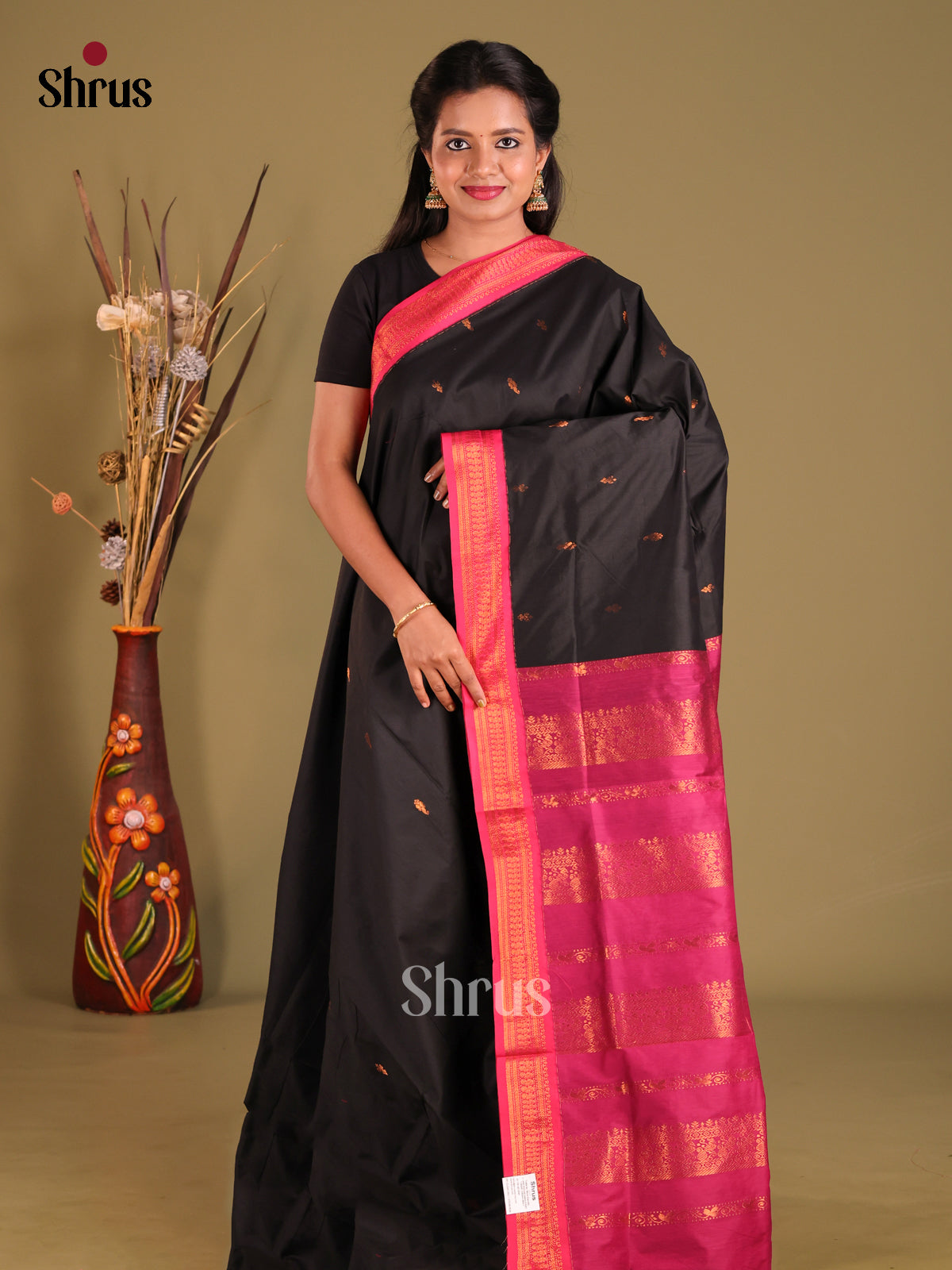 Black & Pink - Kalyani Cotton Saree