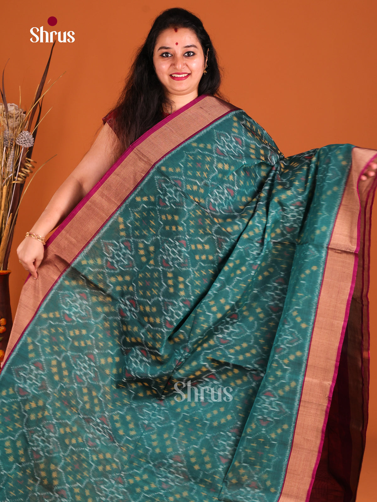 Green & Maroon - Pochampally sico Saree - Shop on Shrus.com