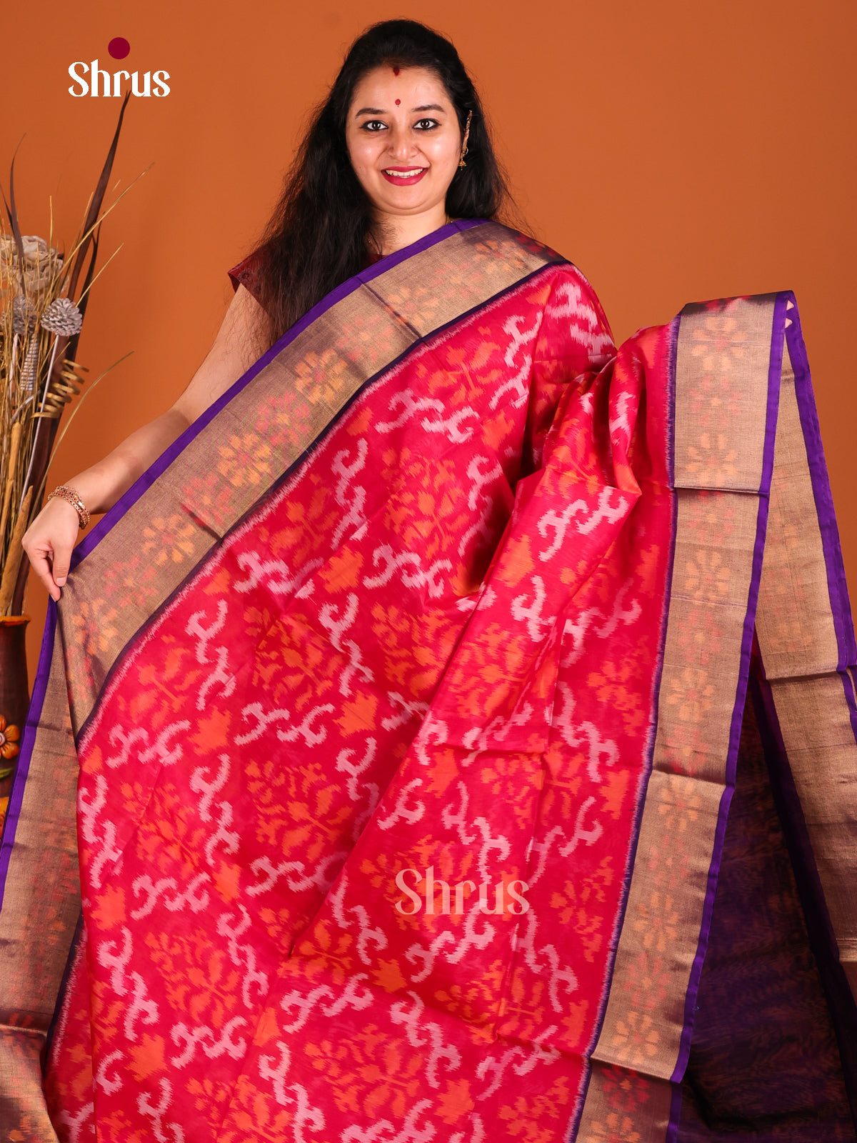 Pink & Violet - Pochampally sico Saree - Shop on Shrus.com