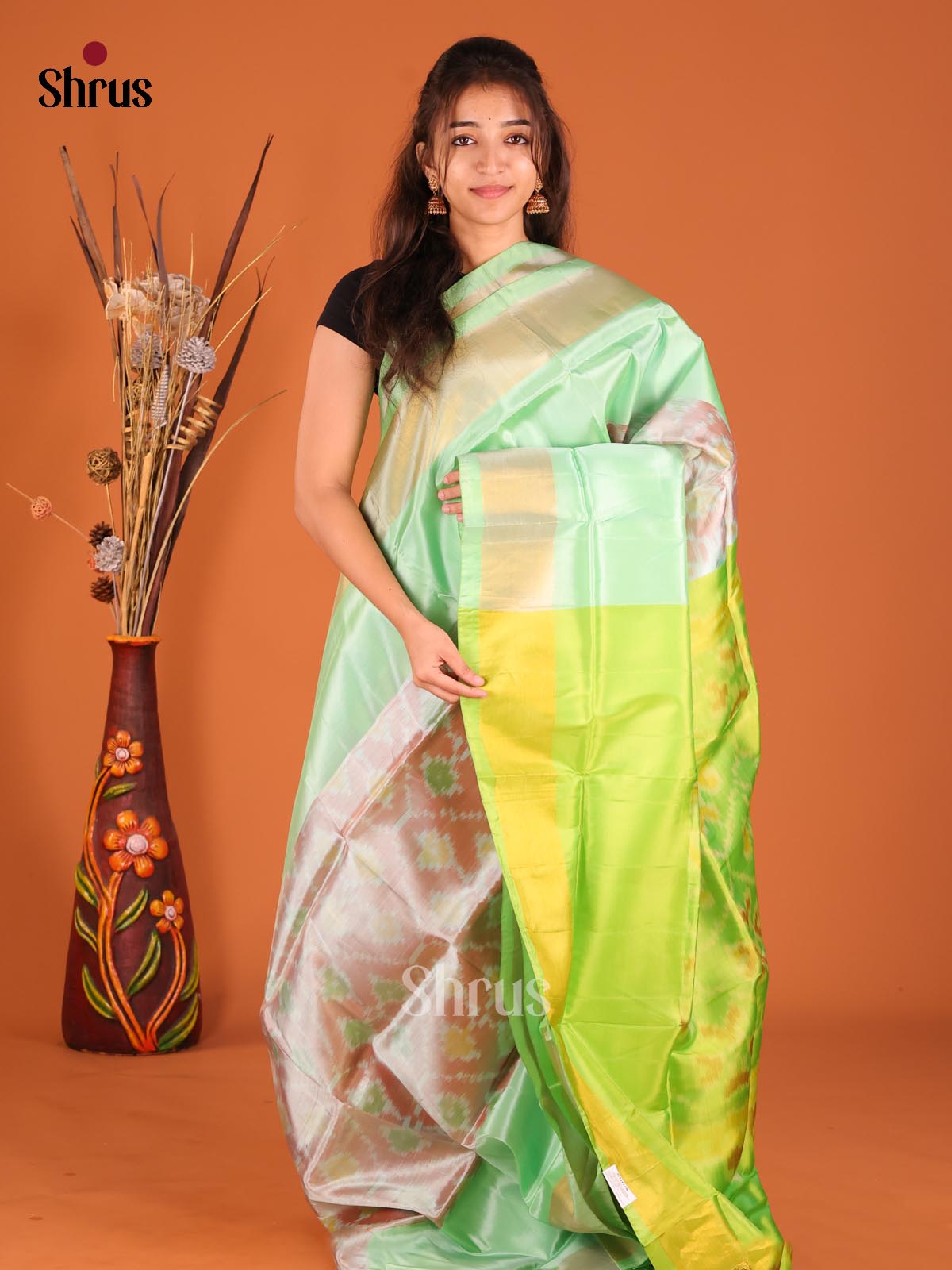 Brown & Green - Semi uppada Saree