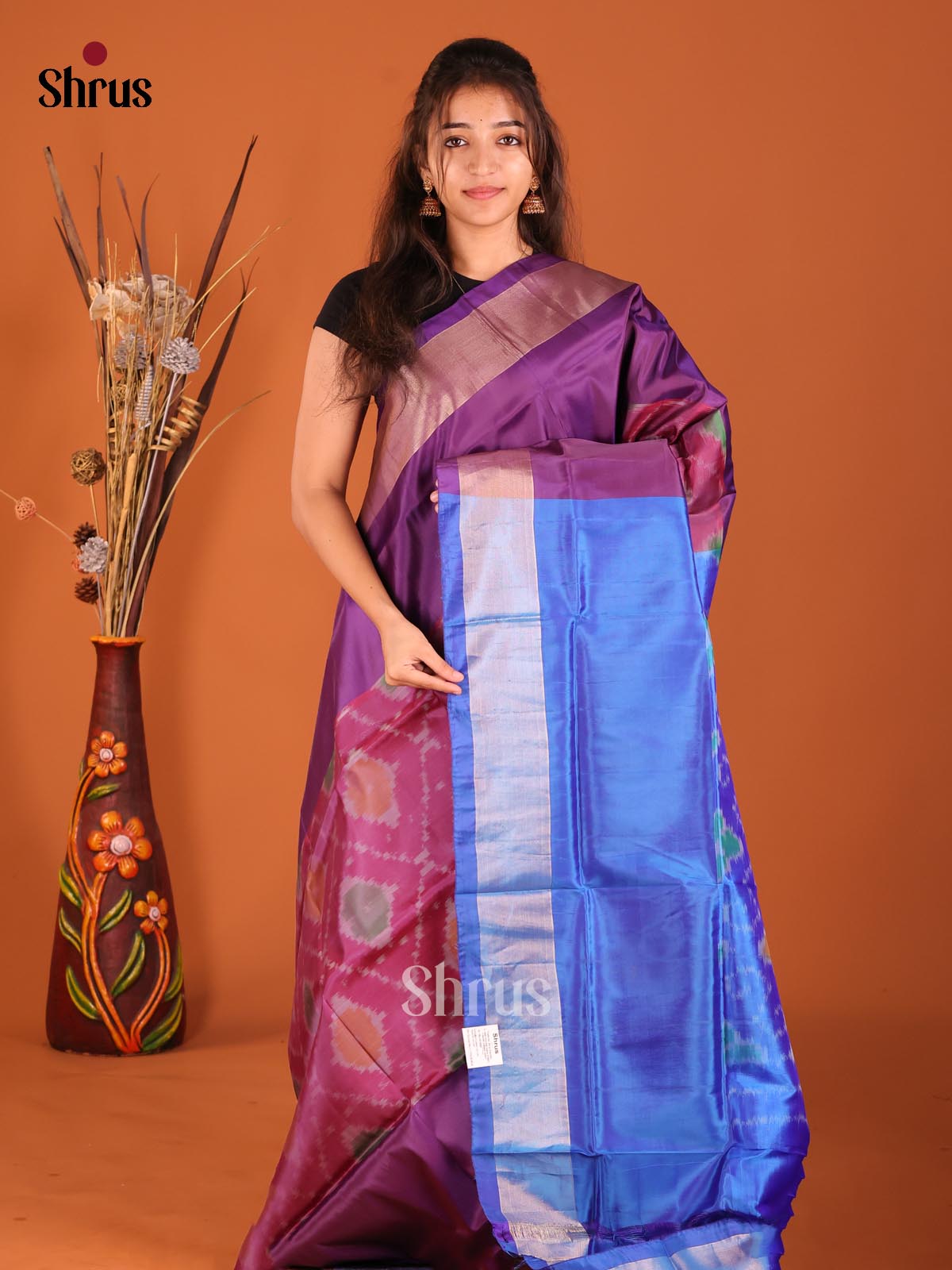 Purple & Blue - Semi uppada Saree - Shop on Shrus.com