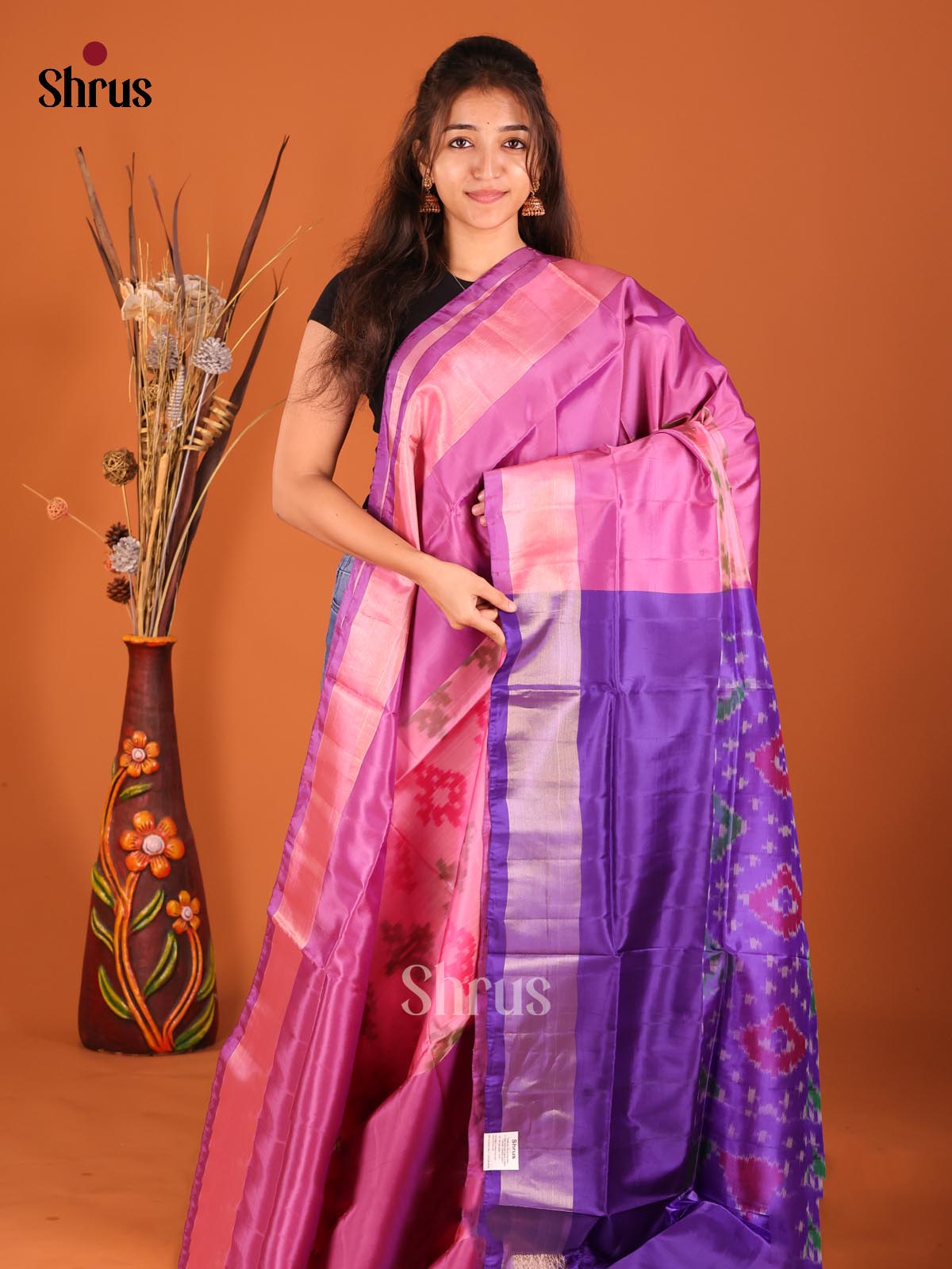 Pink & Violet- Semi uppada Saree - Shop on Shrus.com