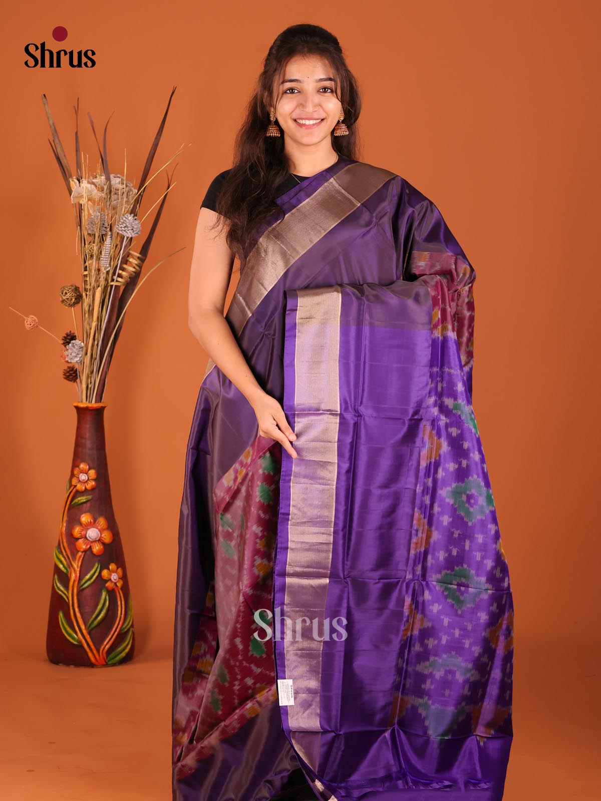 Maroon & Violet - Semi uppada Saree - Shop on Shrus.com