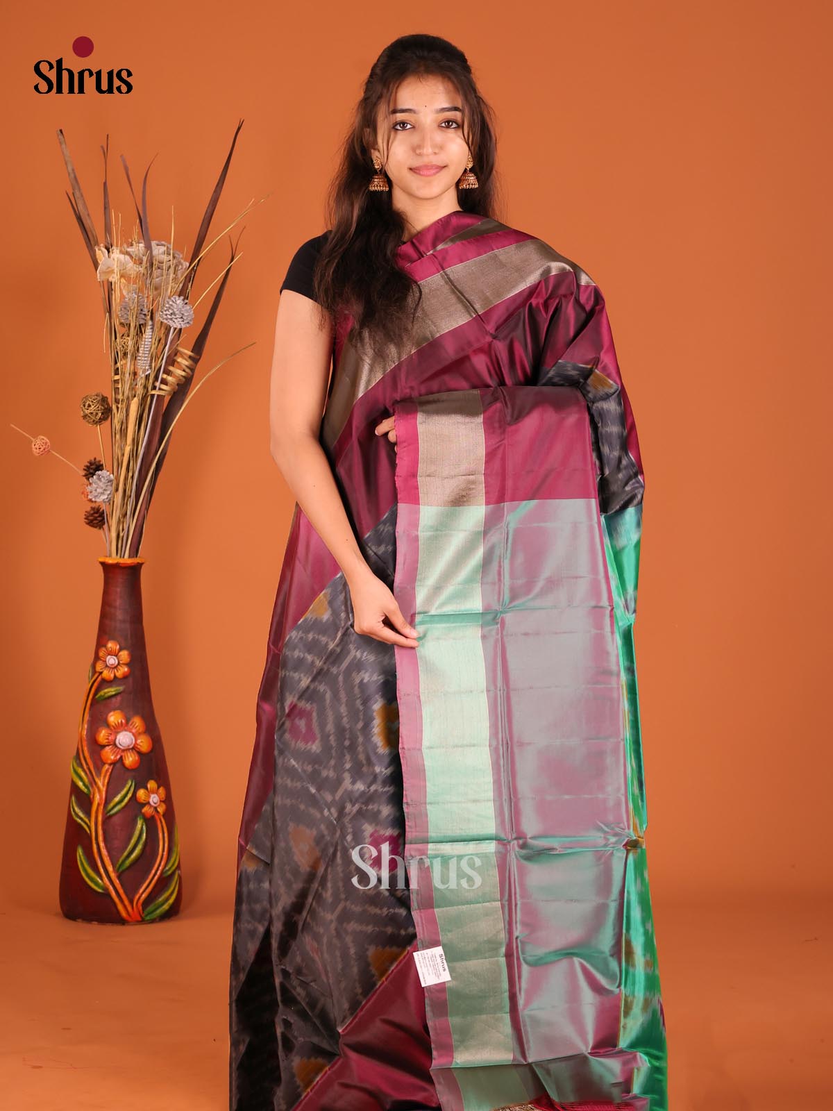 Grey & Green - Semi uppada Saree - Shop on Shrus.com