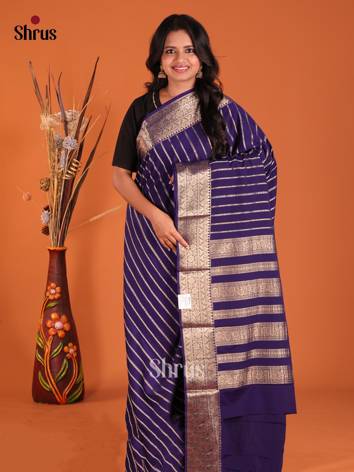 Blue- Mysoresilk-halfpure Saree