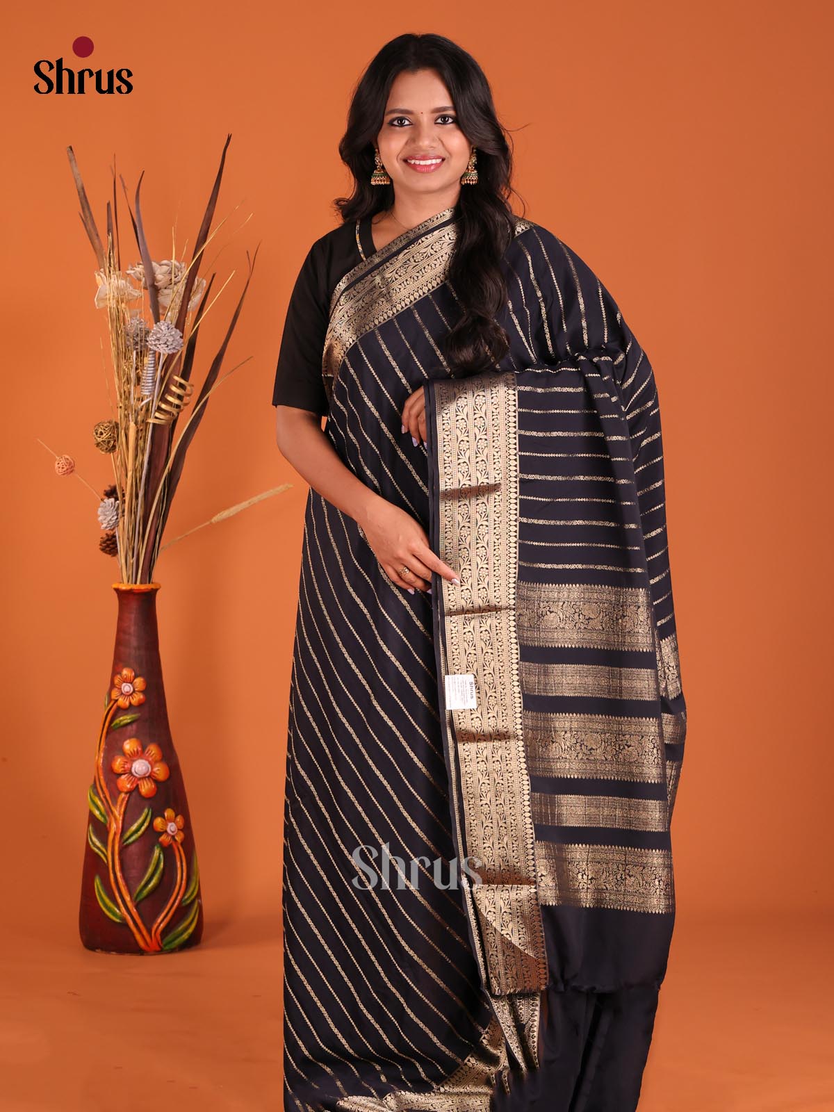 Navy Blue - Mysoresilk-halfpure Saree - Shop on Shrus.com