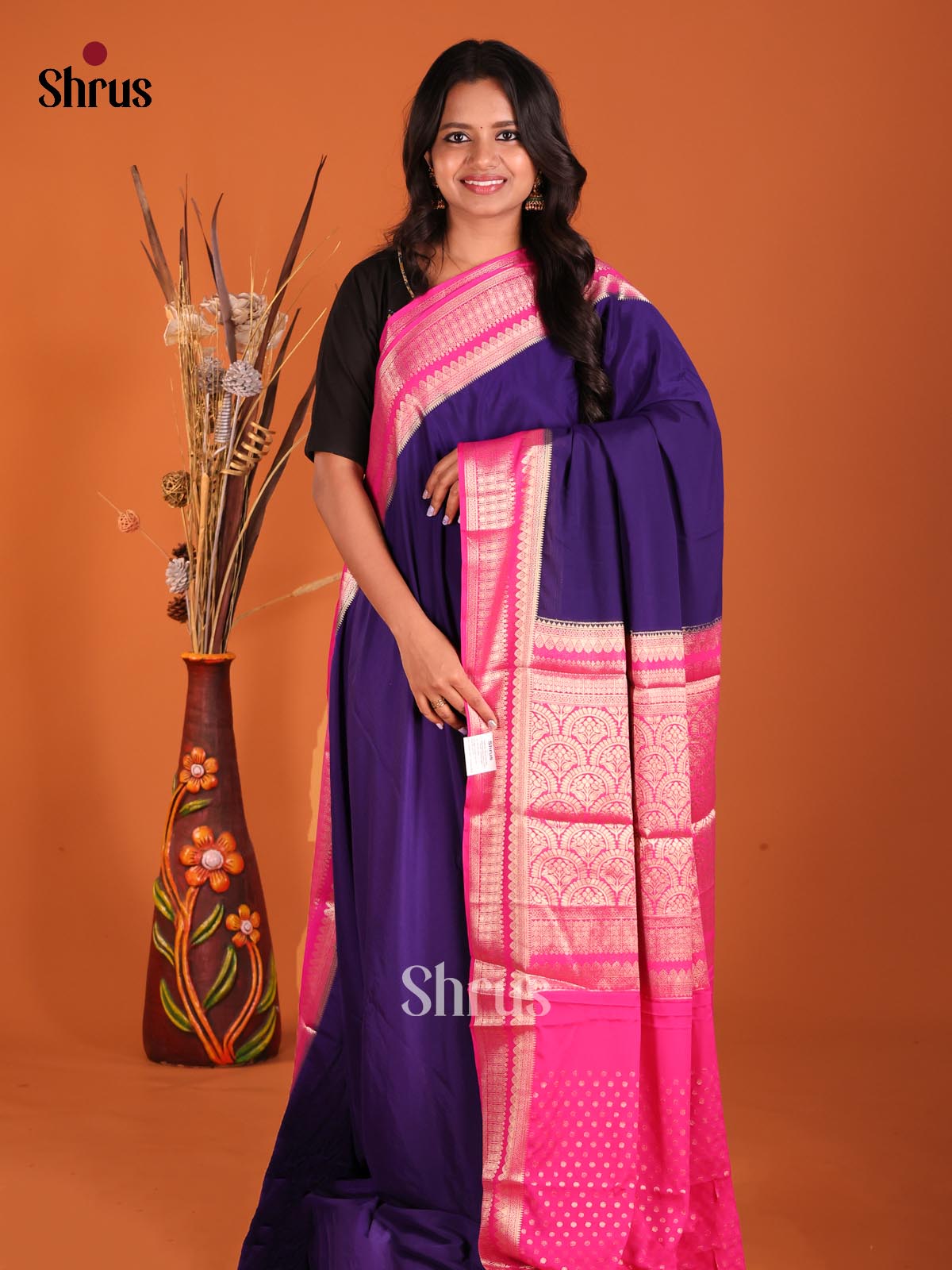 Violet & Pink- Mysoresilk-halfpure Saree - Shop on Shrus.com