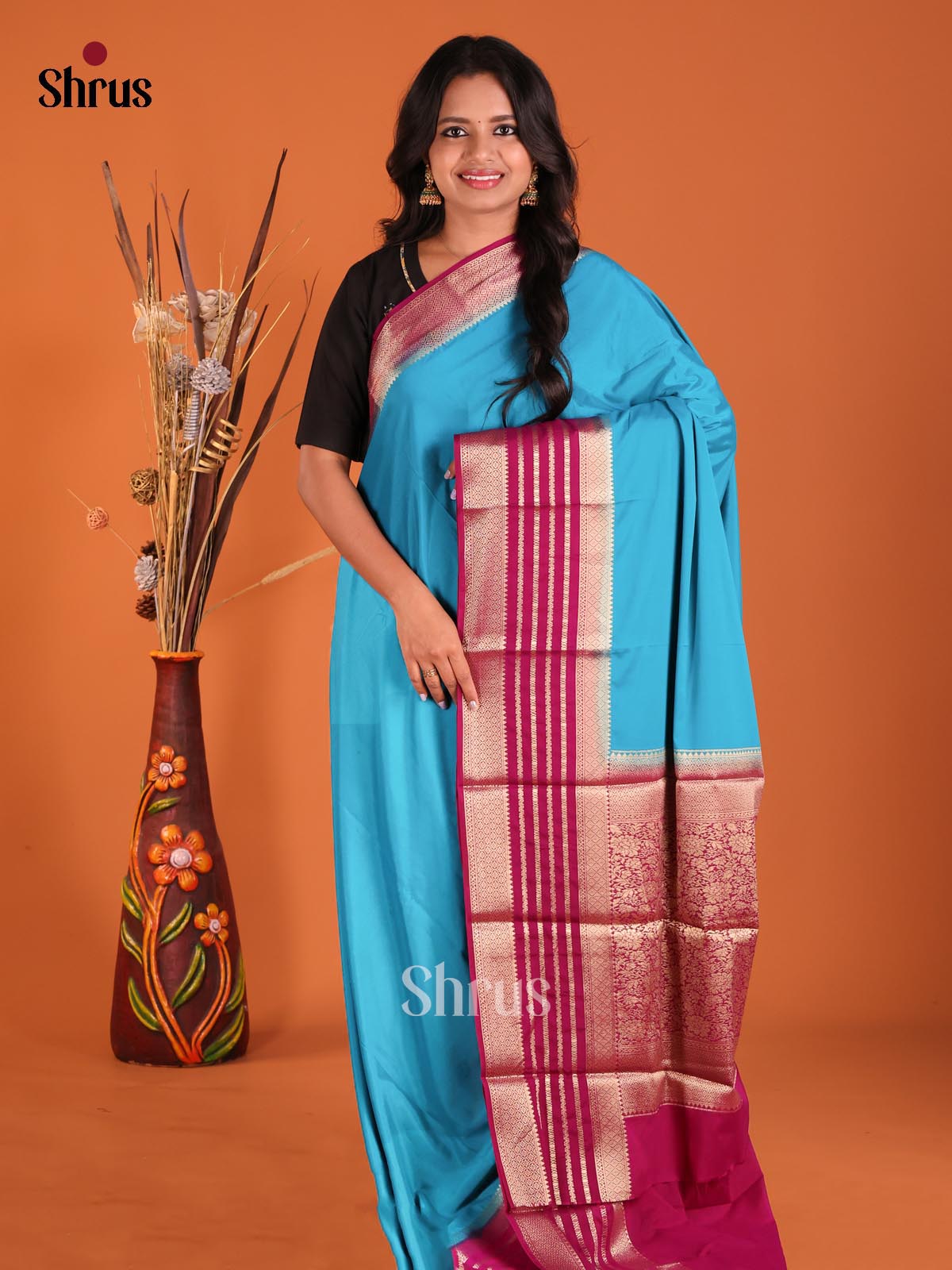 Blue & Purple - Mysoresilk-halfpure Saree