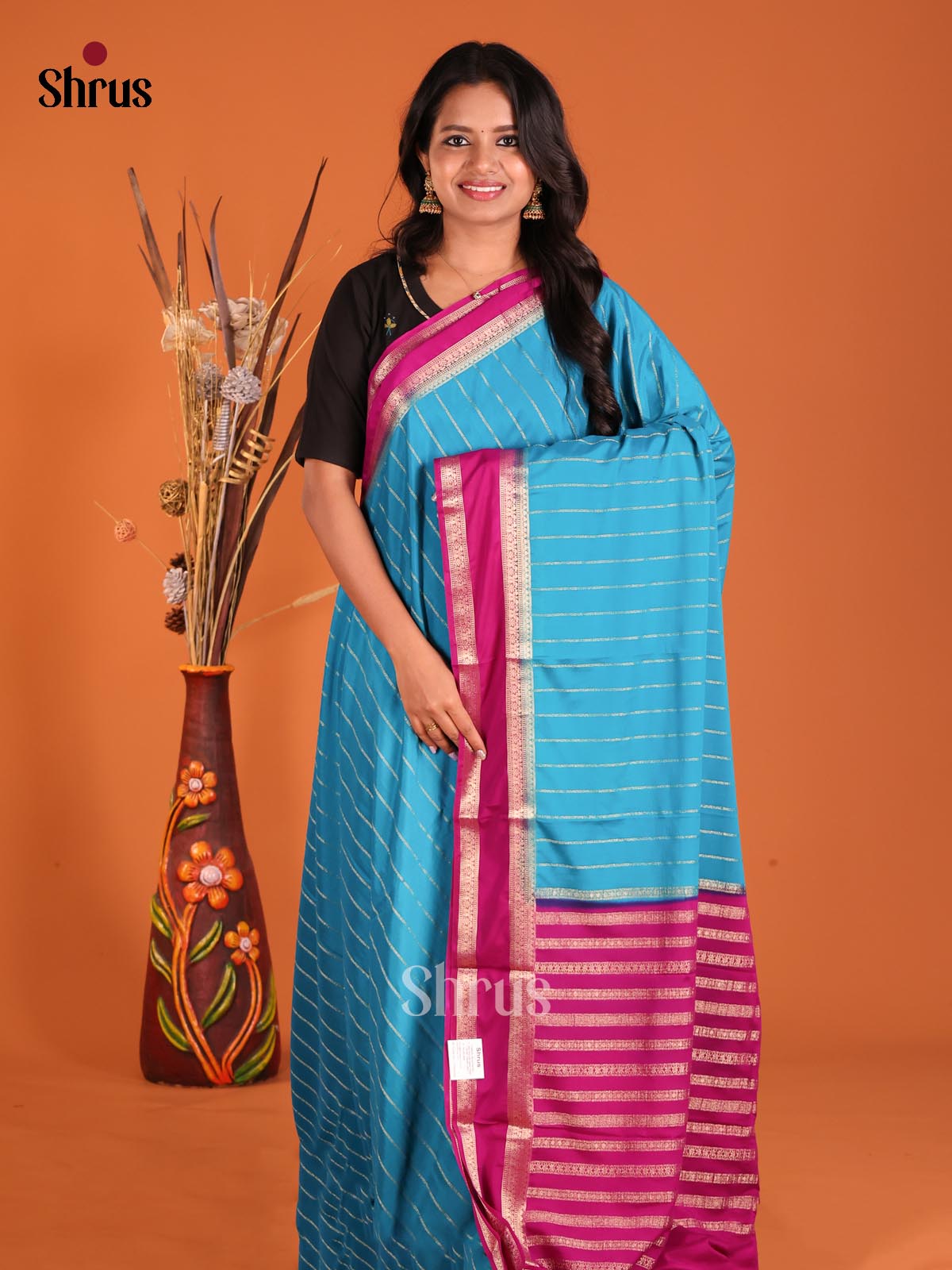 Blue & Purple - Mysoresilk-halfpure Saree