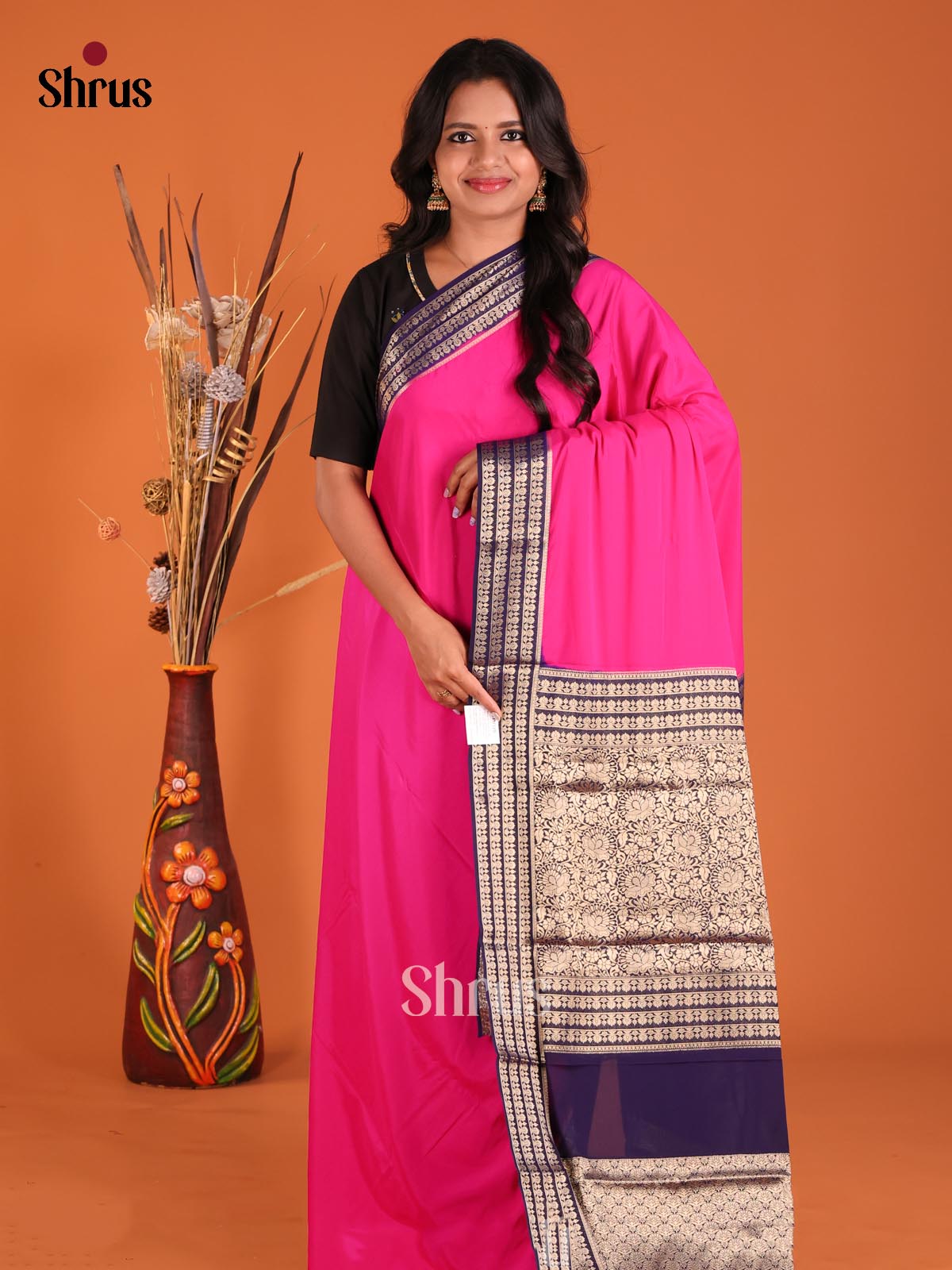 Pink & Blue - Mysoresilk-halfpure Saree - Shop on Shrus.com