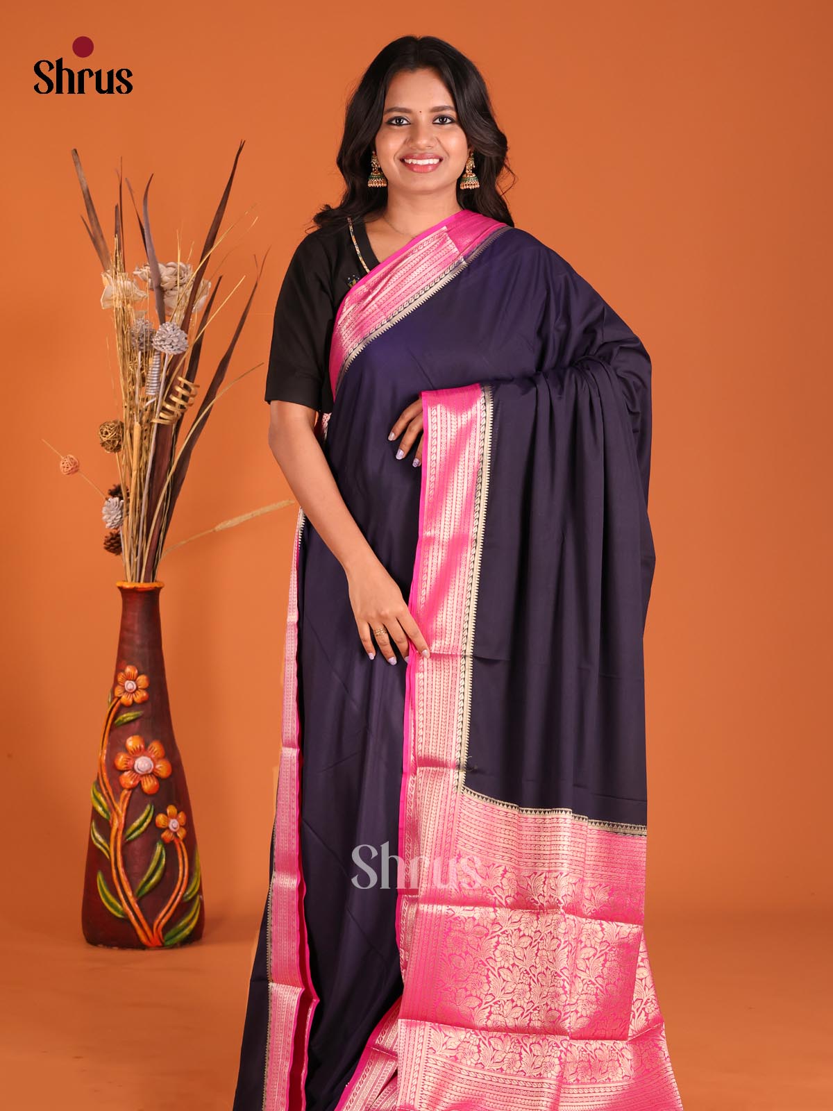 Violet & Pink - Mysoresilk-halfpure Saree - Shop on Shrus.com