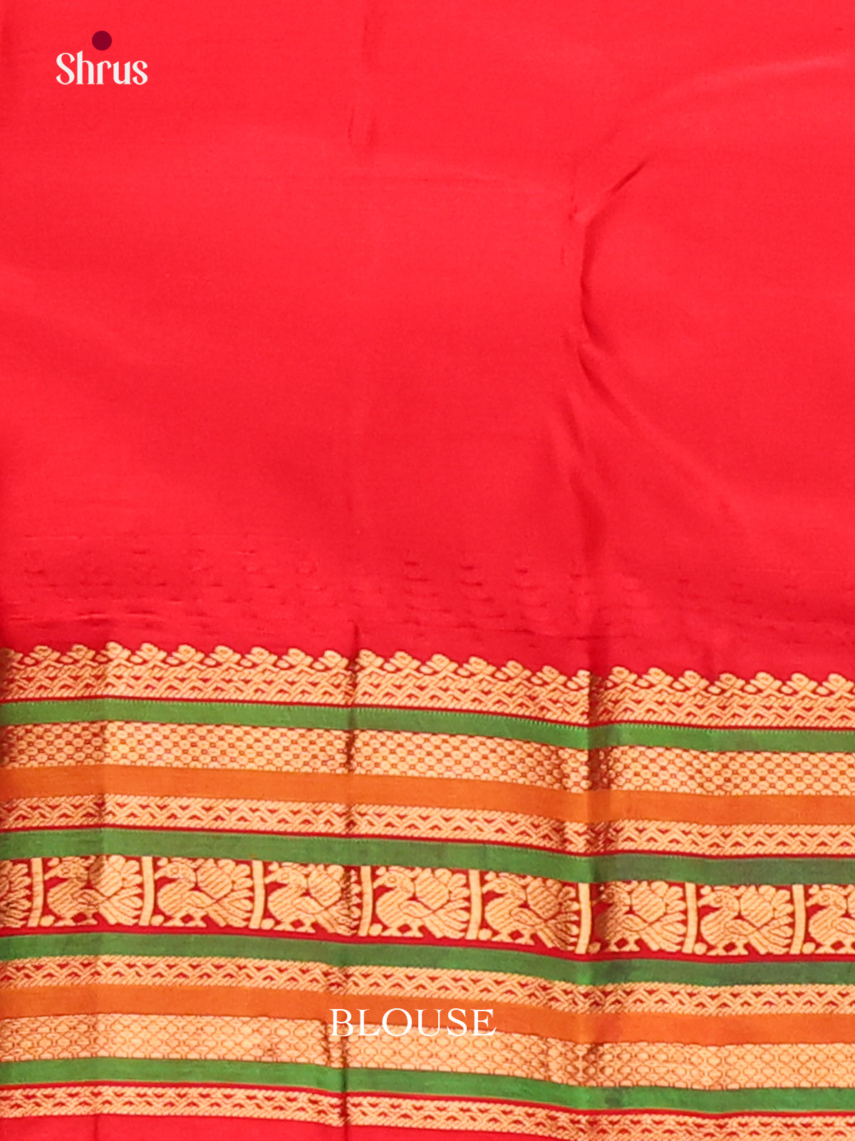Radiant Orange Gadwal silk Saree with peacock zari buttas & Red Brocade Pallu-2