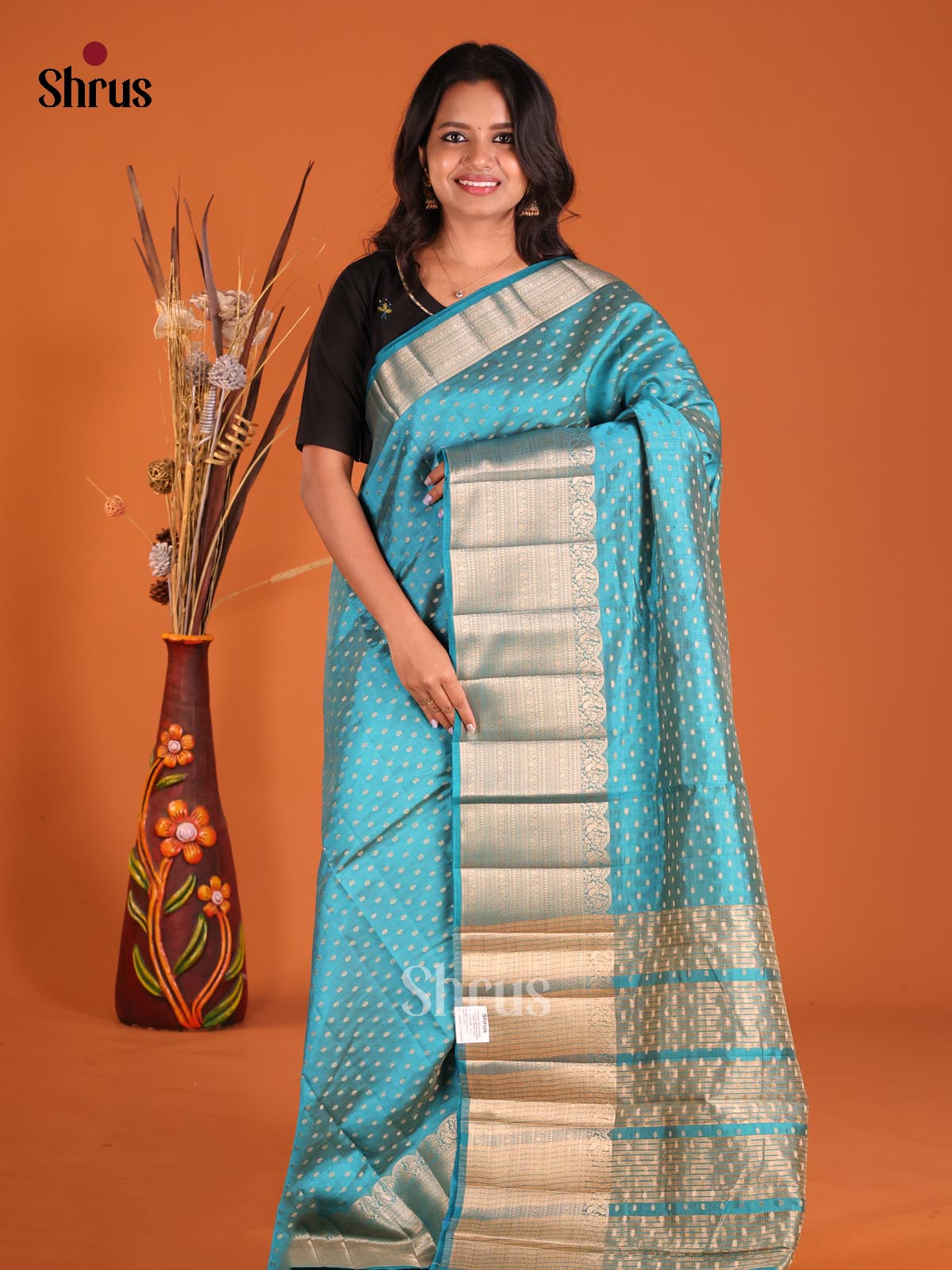 Blue - Semi Rawsilk Saree