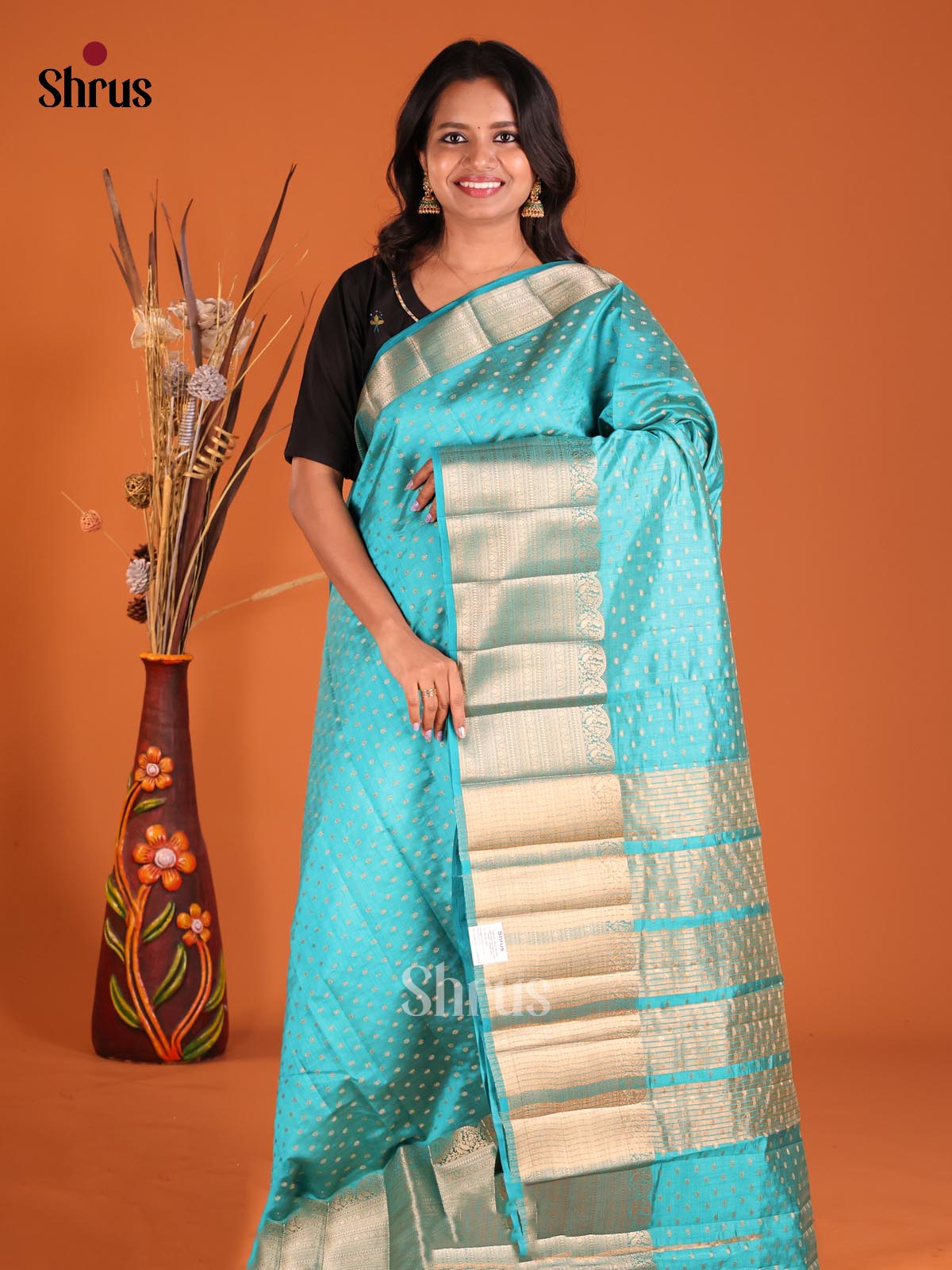 Blue - Semi Rawsilk Saree