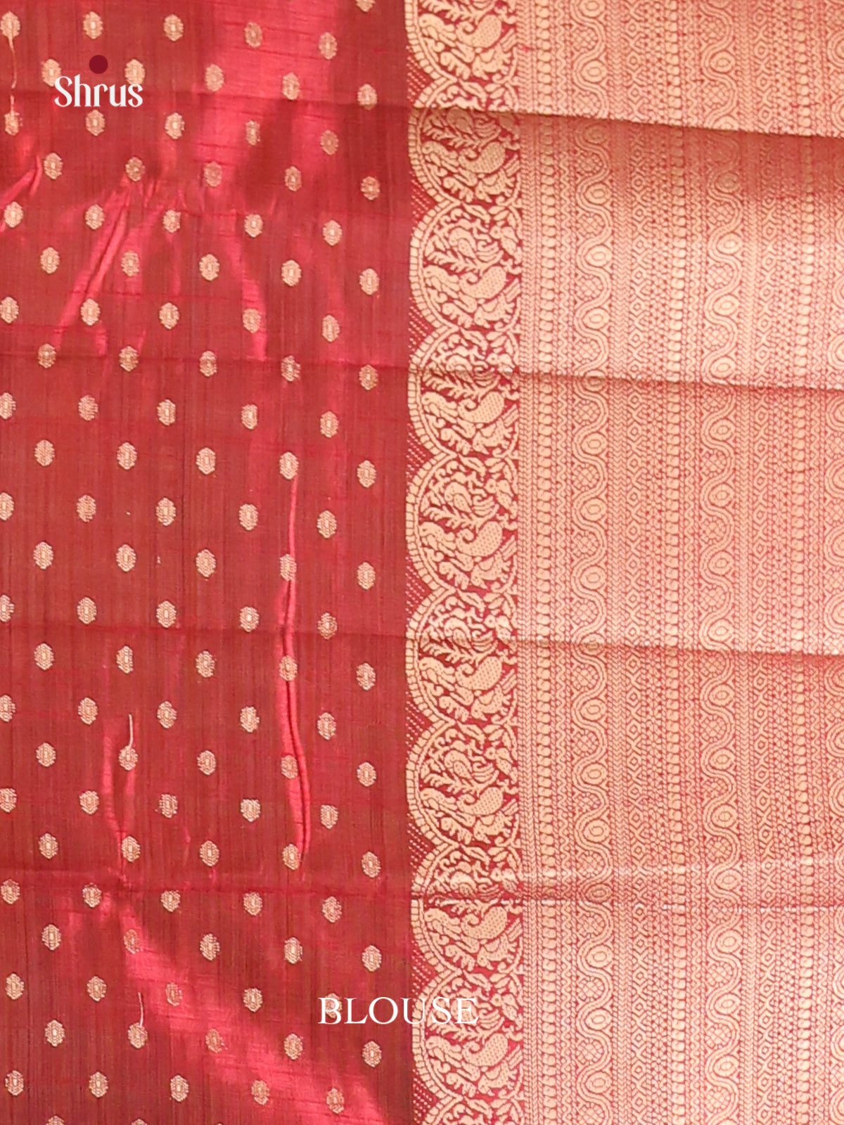 Red - Semi Rawsilk Saree - Shop on Shrus.com