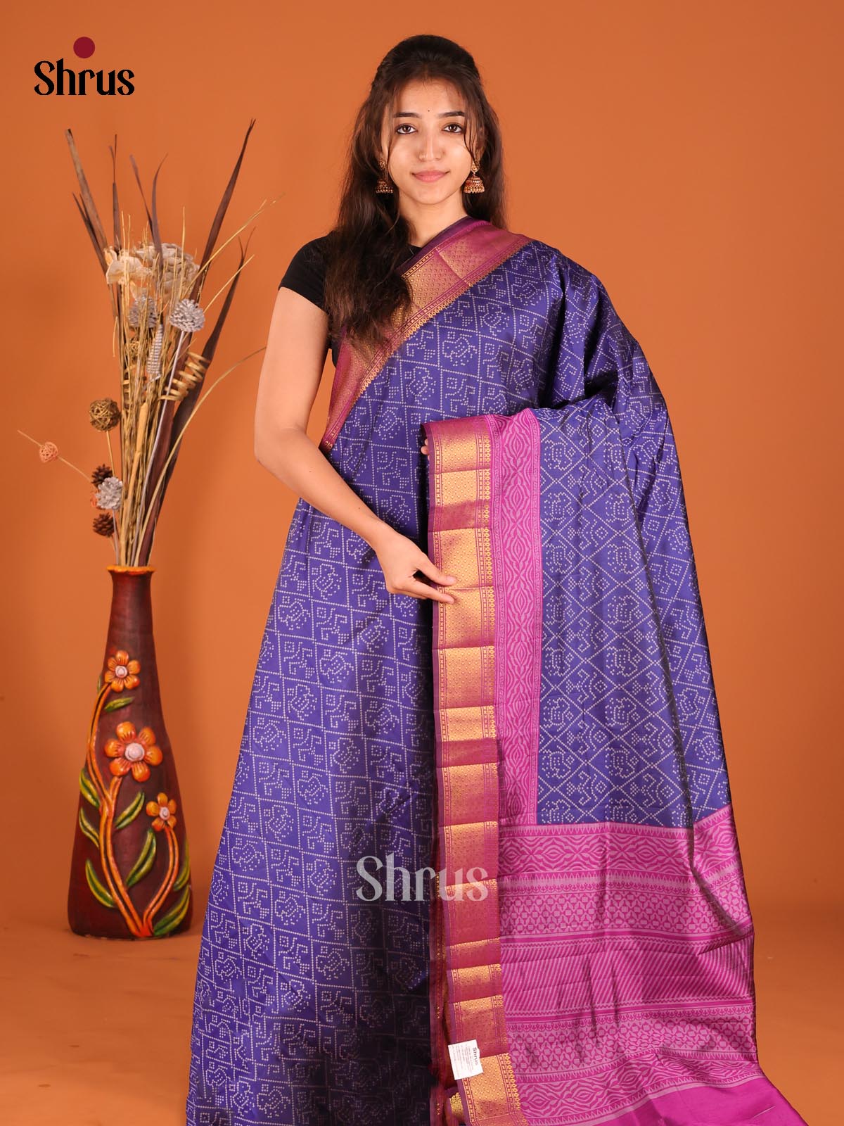 Blue & Purple - Semi Patola Saree