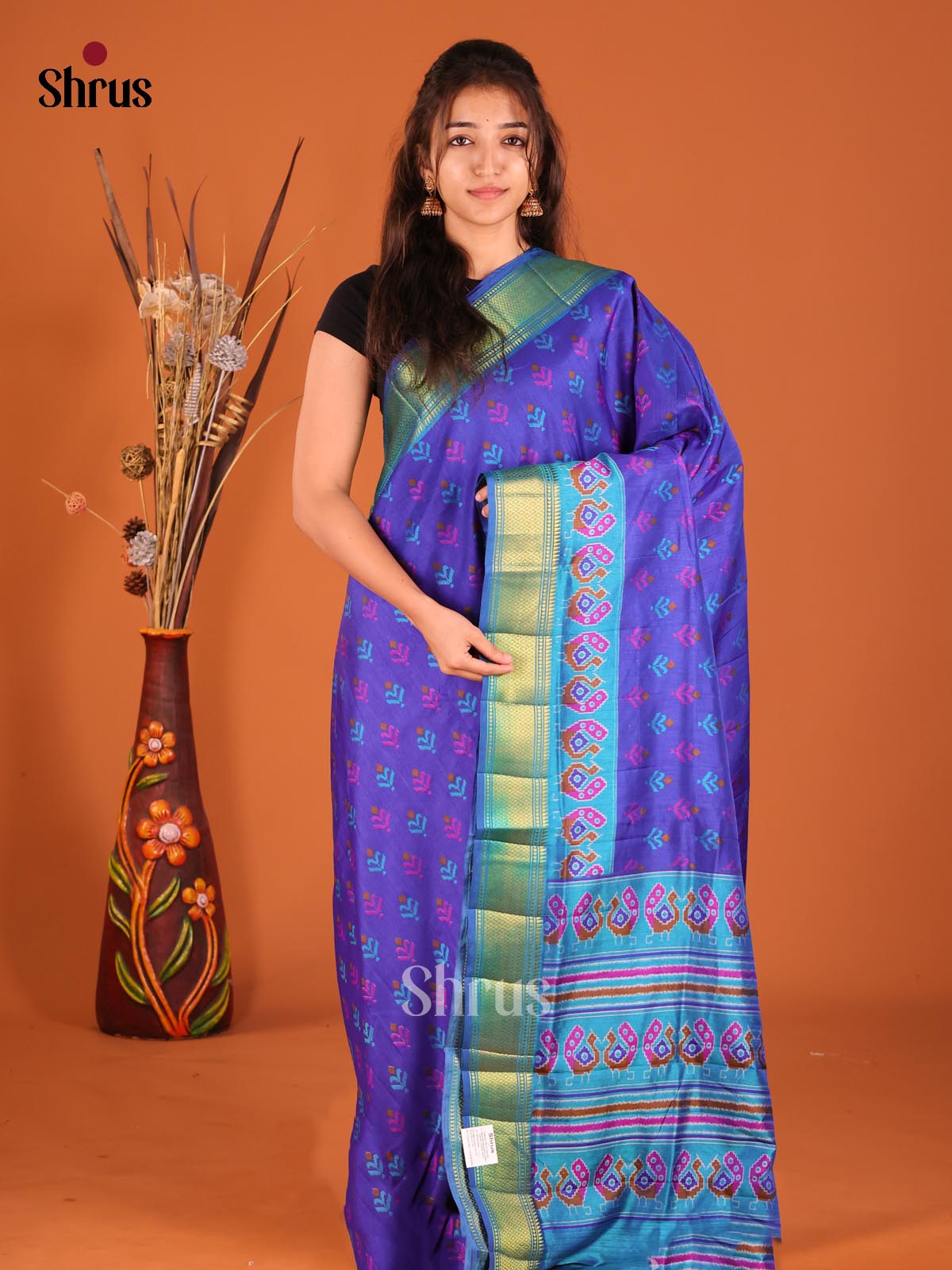 Blue - Semi Patola Saree