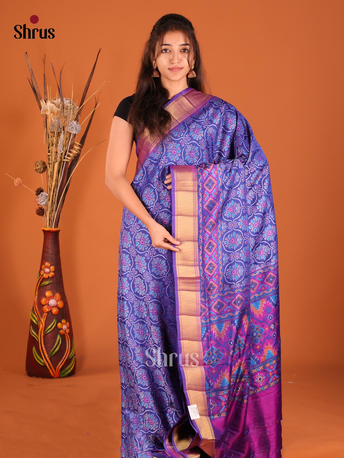 Blue & Purple - Semi Patola Saree