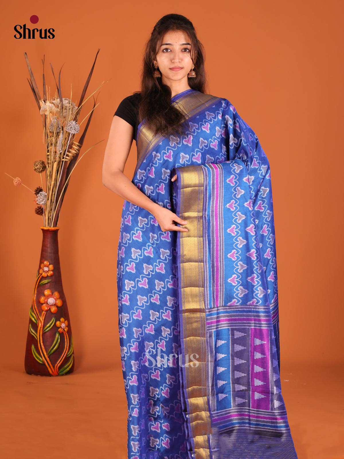 Blue & Purple - Semi Patola Saree