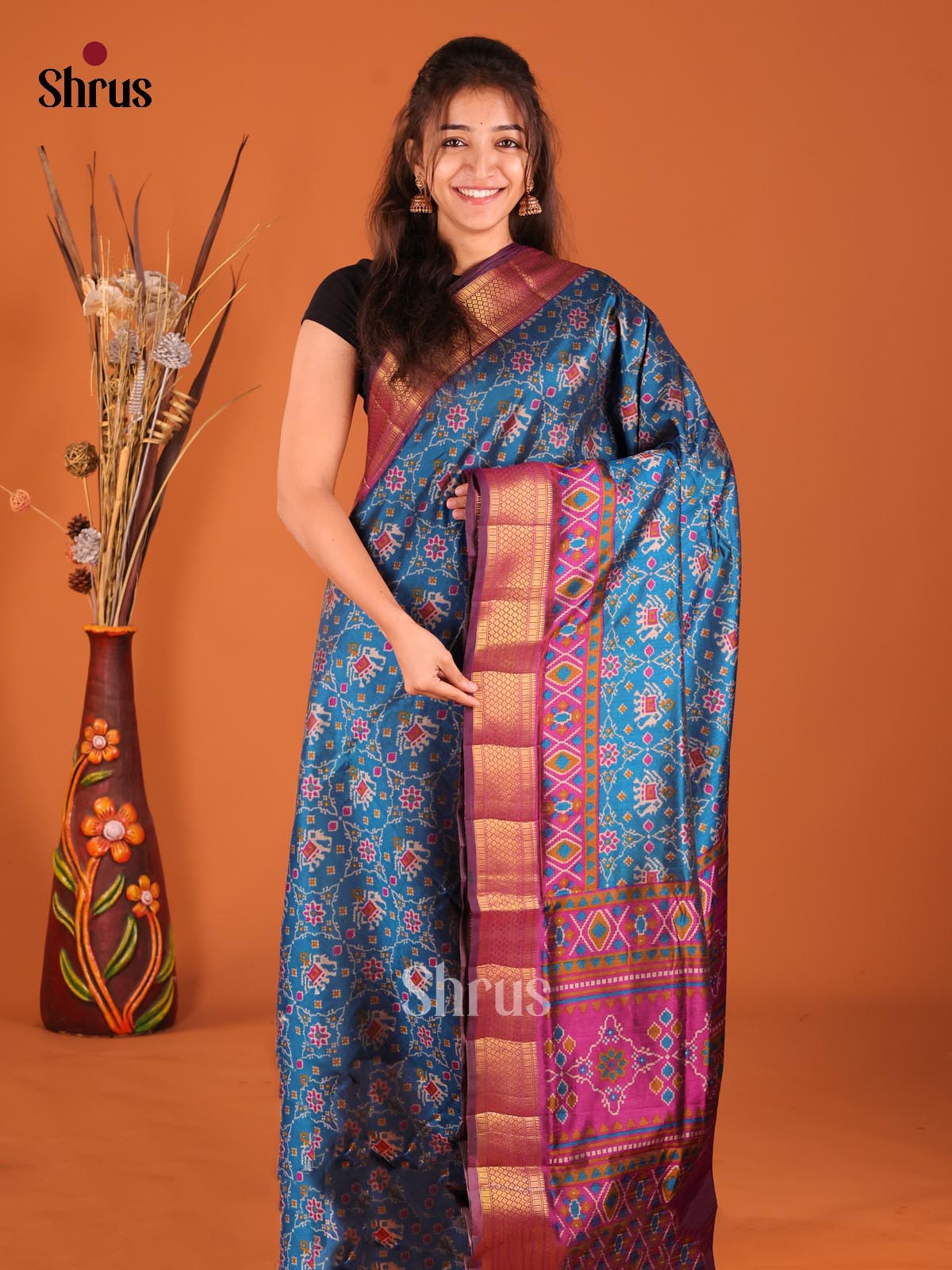 Blue & Purple - Semi Patola Saree